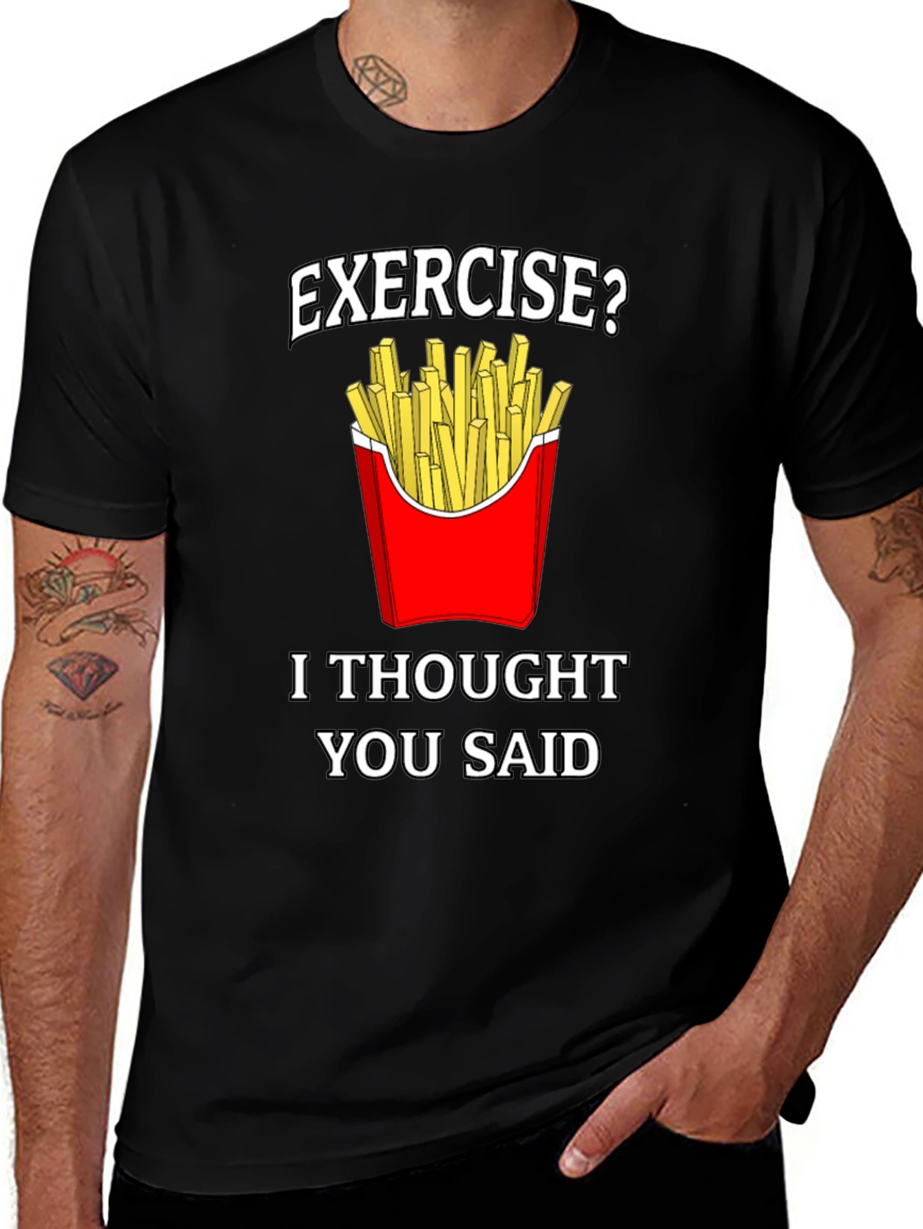 Variant 9 of Funny Exercise Fries Graphic T-Shirt