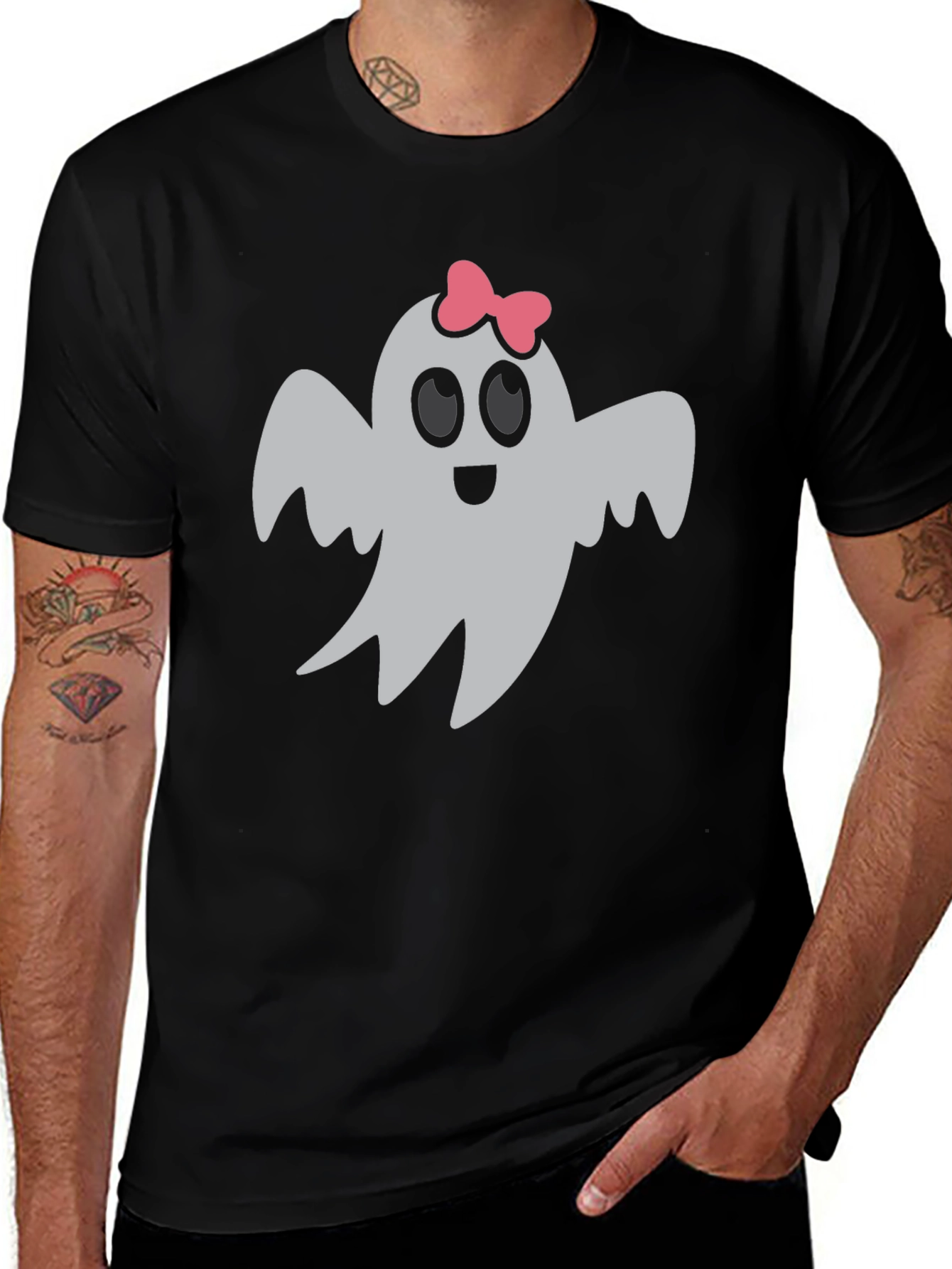 Variant 26 of Spooky Cute Ghost Bow T-Shirt