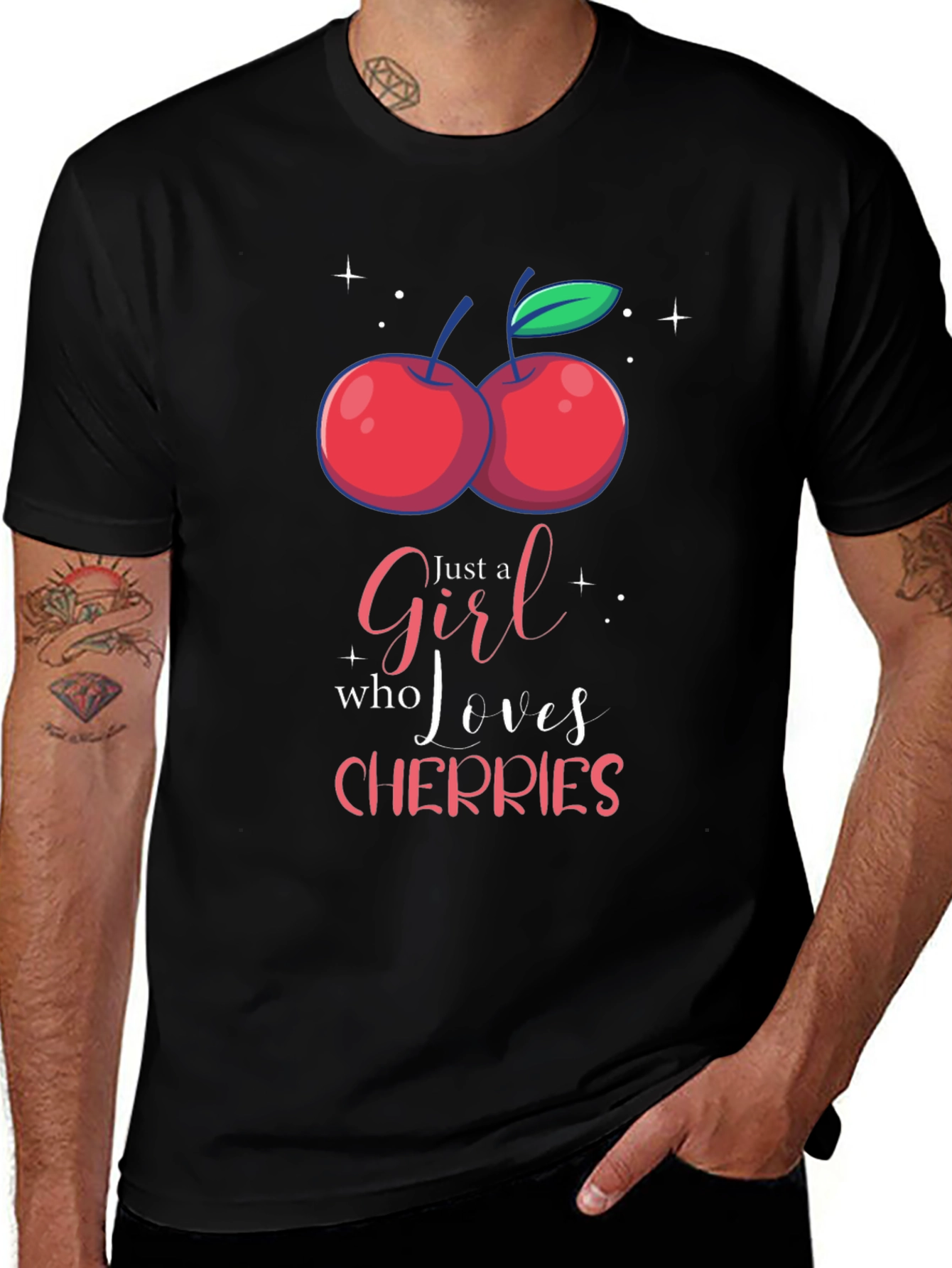 Variant 5 of Just A Girl Who Loves Cherries Black T-Shirt