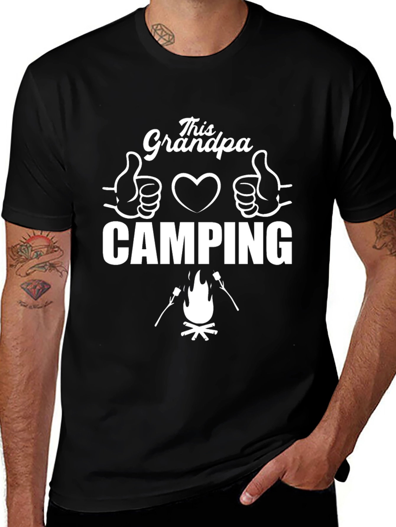 Black This Grandpa Loves Camping Graphic T-Shirt main image