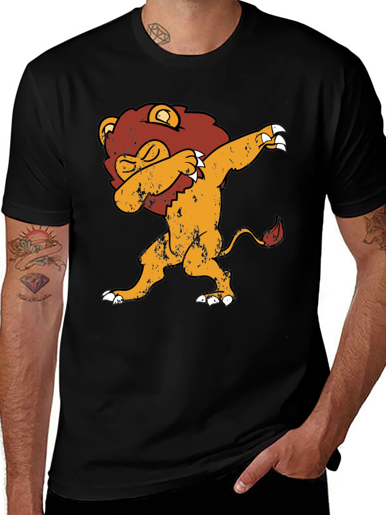 Variant 23 of Dabbing Lion Graphic Tee - Trendy Black T-Shirt