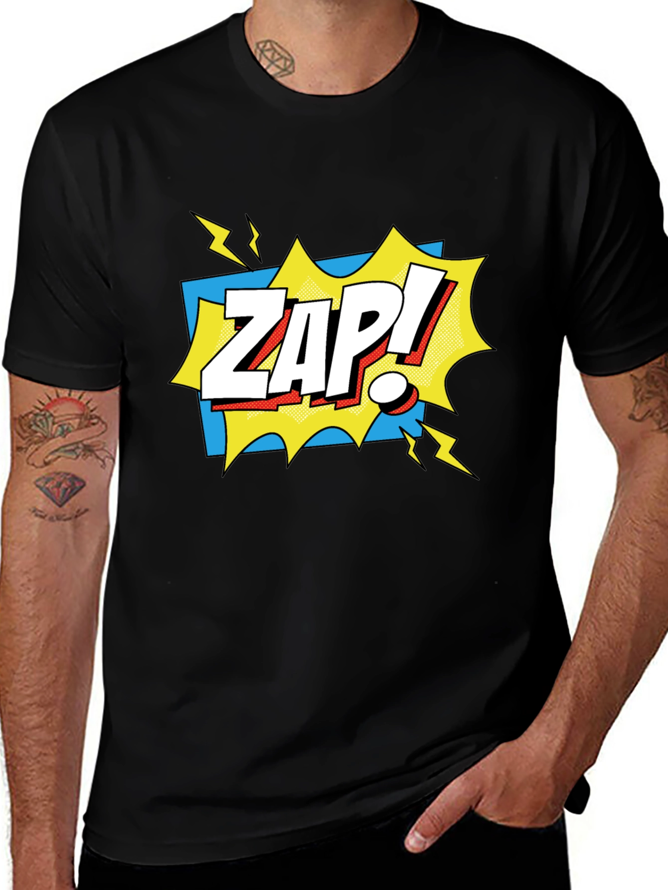 Variant 22 of Zap! Graphic Tee - Comic Book Style Black T-Shirt