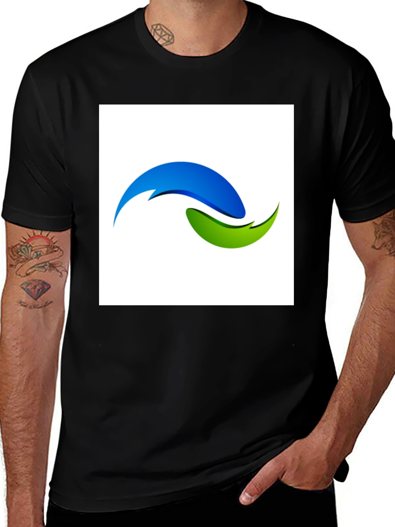 Modern Swirl Graphic Black T-Shirt