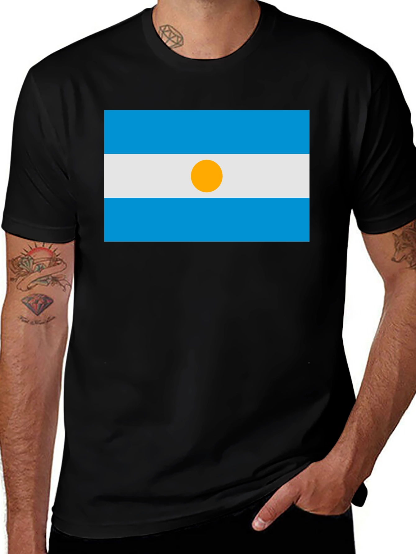 Variant 9 of Argentina Flag Graphic T-Shirt - Black, Casual Style
