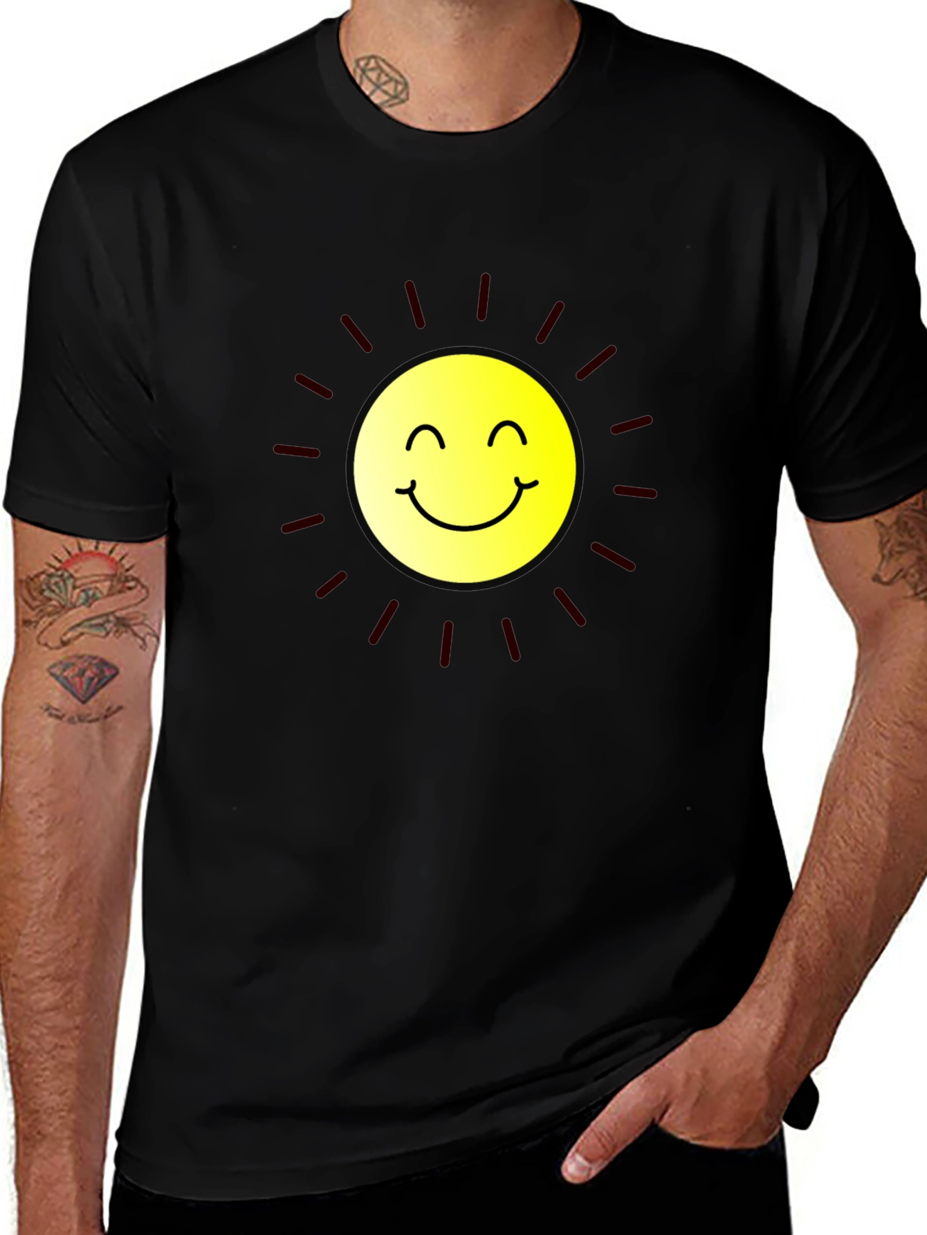 Smiling Sun Graphic Black T-Shirt