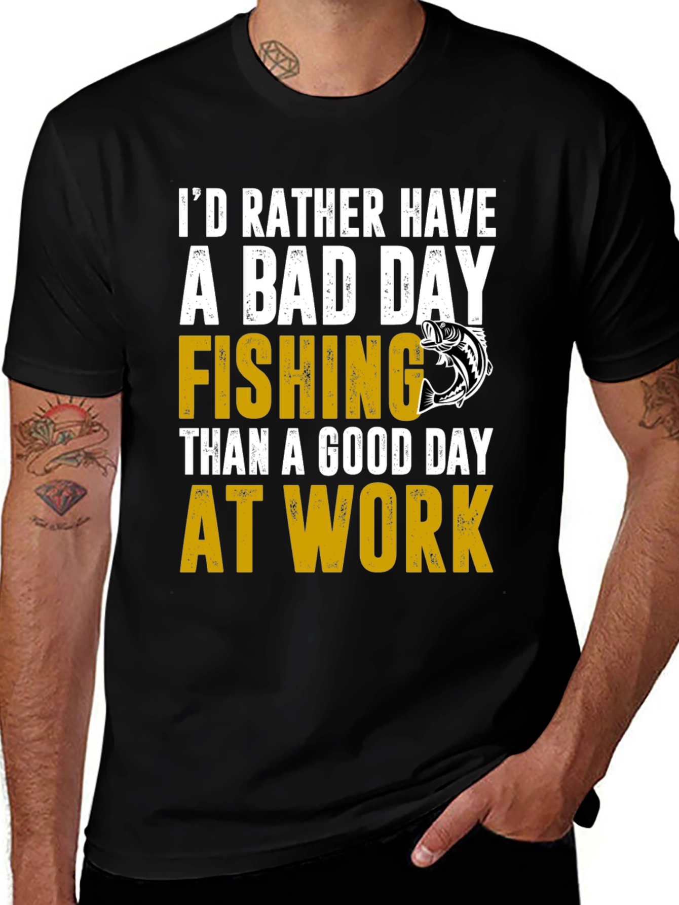 Variant 17 of Funny Fishing T-Shirt - Bad Day Fishing Beats Good Workday