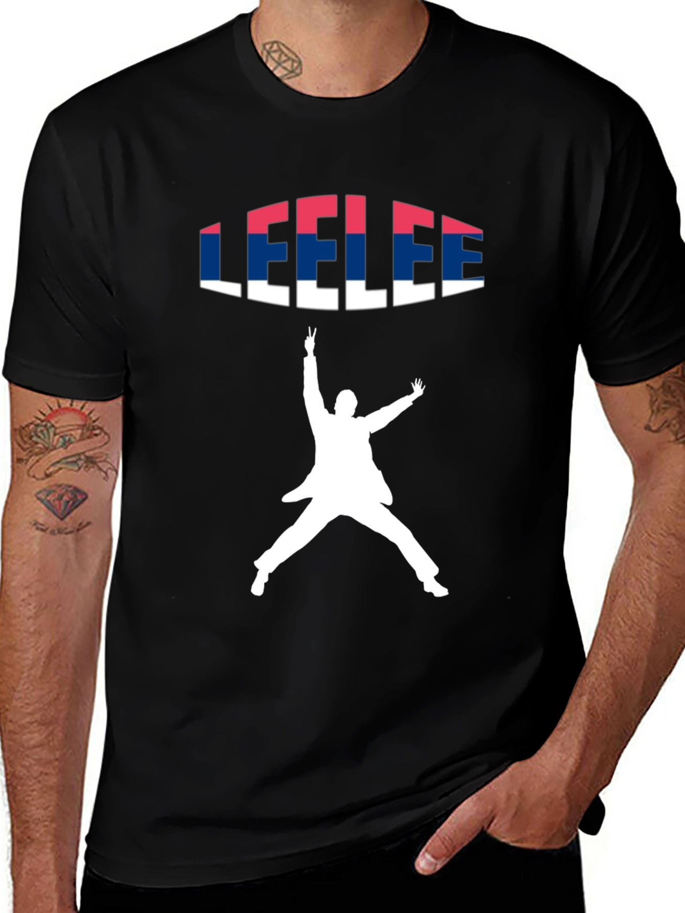 Variant 25 of Leelee Black Graphic Tee - Jump Silhouette Print