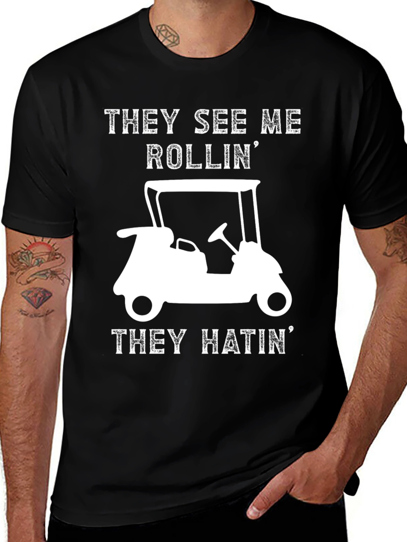 Variant 19 of Funny Golf Cart T-Shirt - They See Me Rollin'