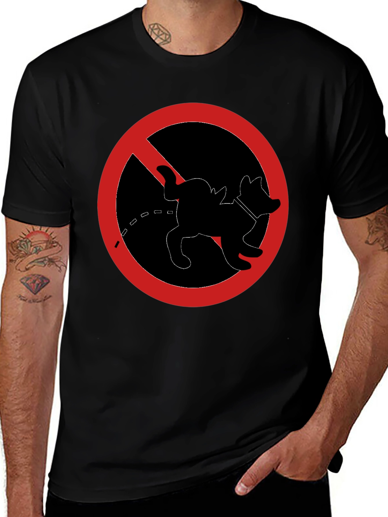 Variant 12 of No Dog Peeing T-Shirt - Novelty Graphic Tee