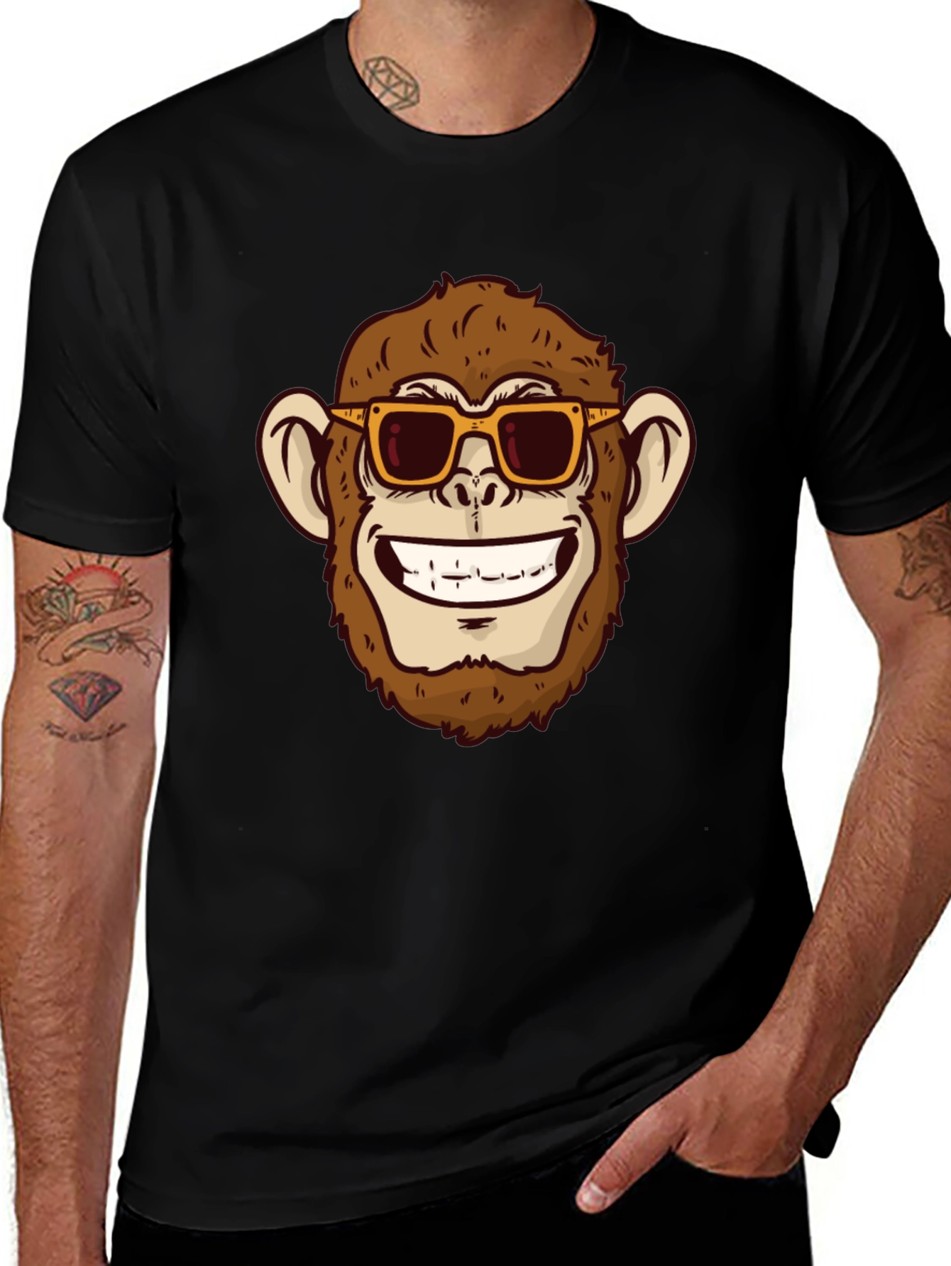Variant 2 of Cool Monkey Graphic Tee - Black Cotton Shirt