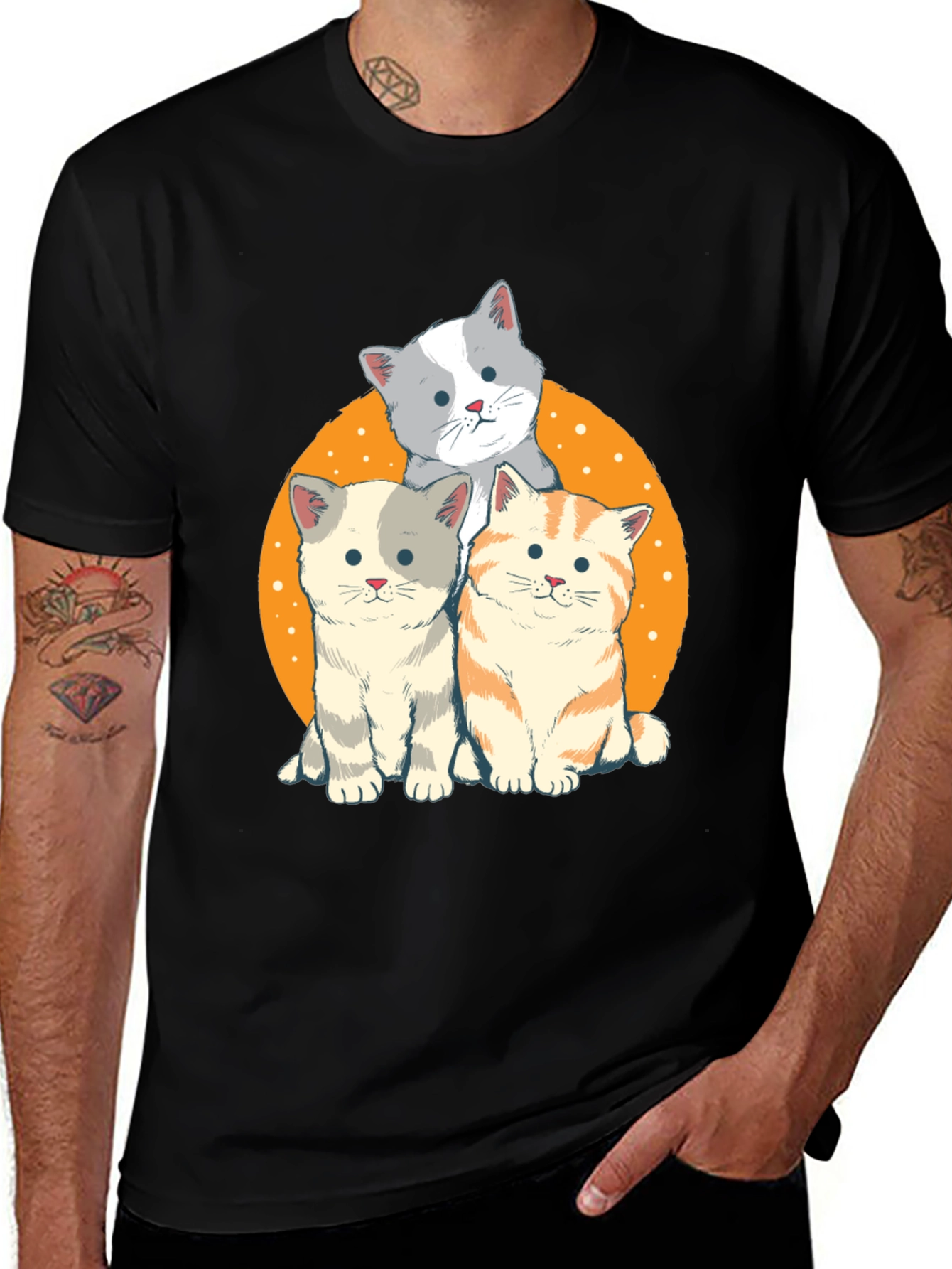 Black Cute Cats Graphic T-Shirt main image
