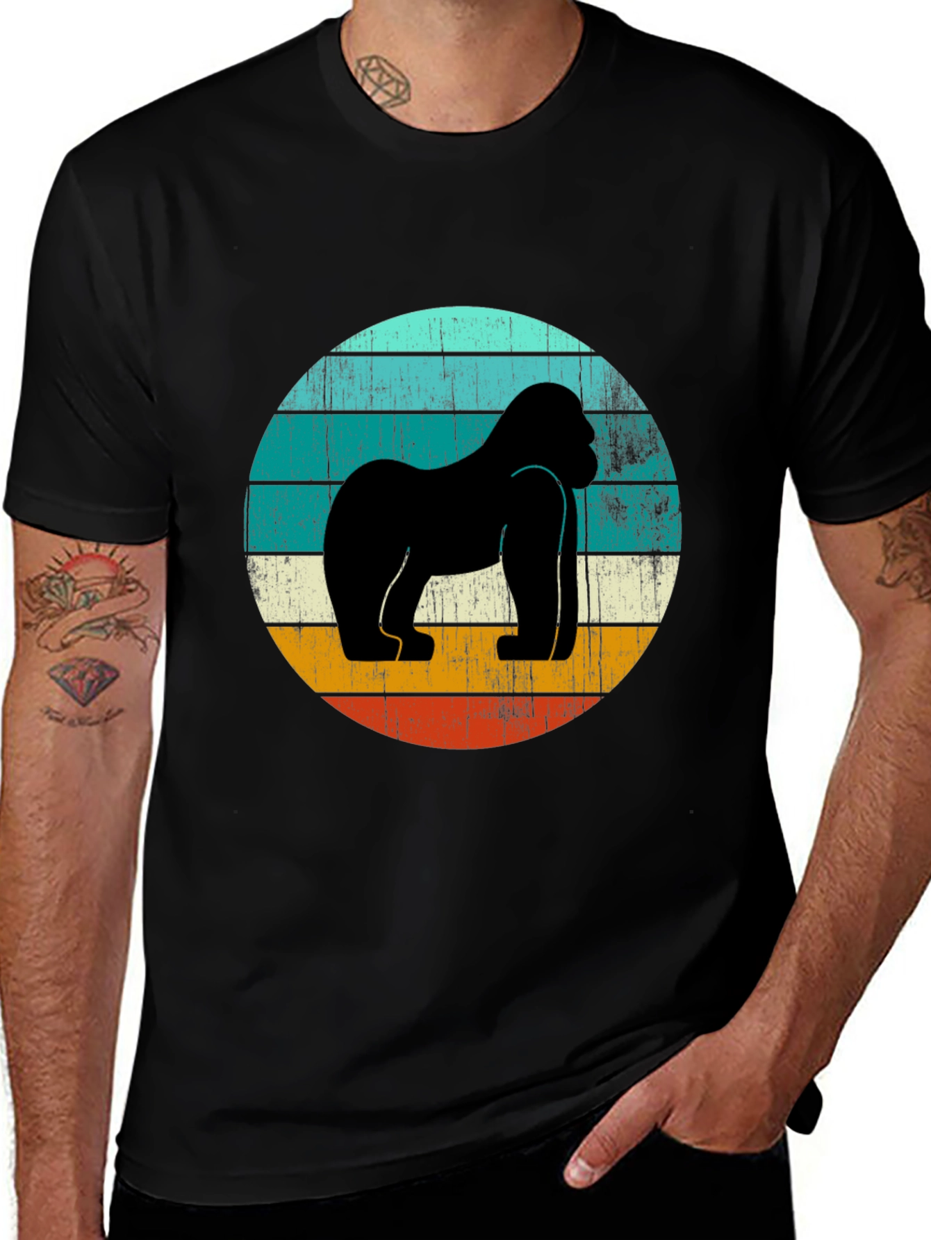 Variant 30 of Retro Gorilla Graphic Tee - Black