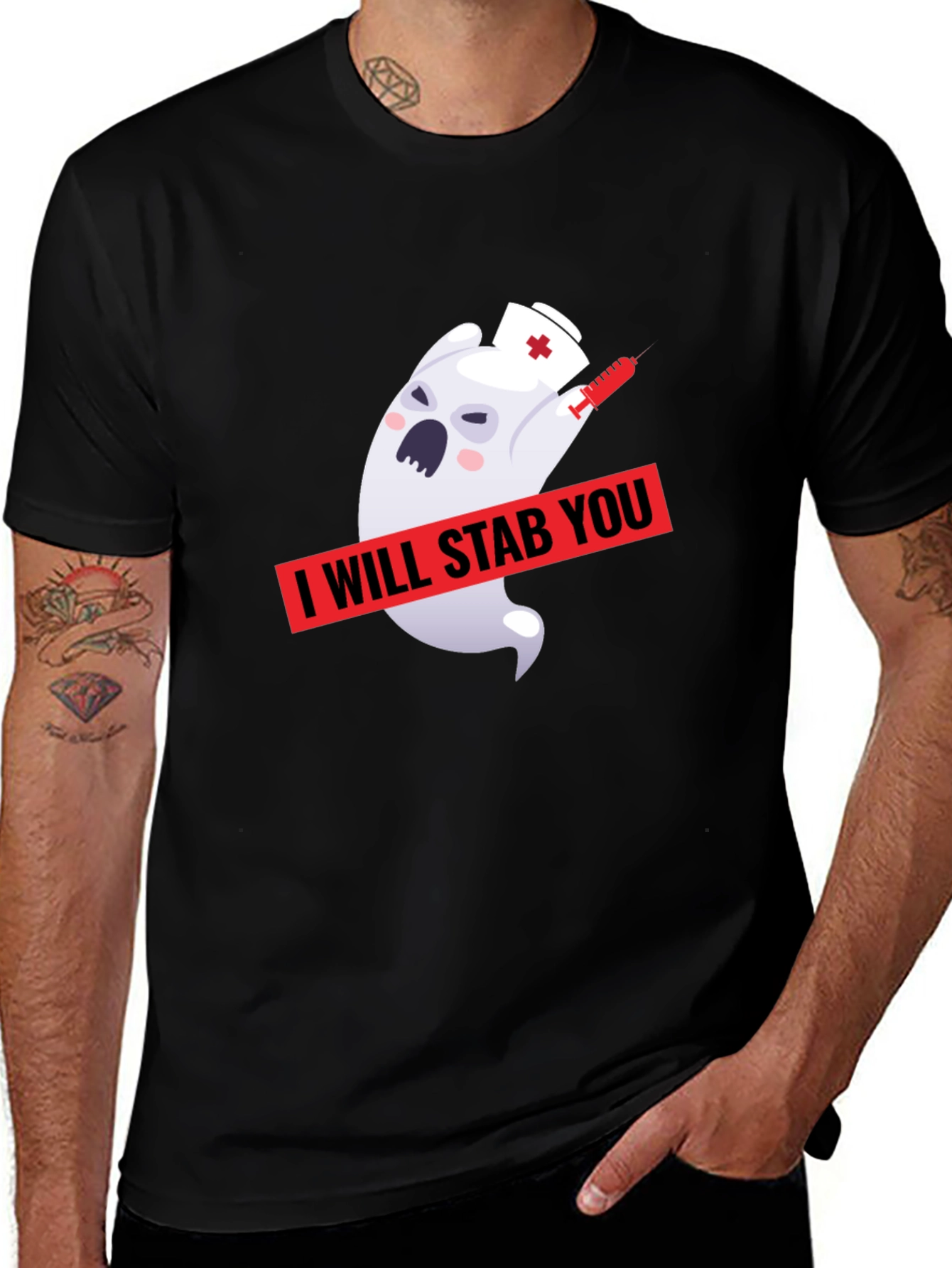 Variant 14 of Funny Ghost Nurse I Will Stab You Graphic T-Shirt