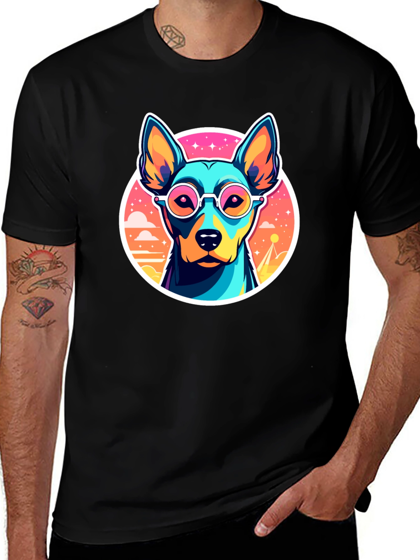 Variant 25 of Cool Dog Graphic Black T-Shirt