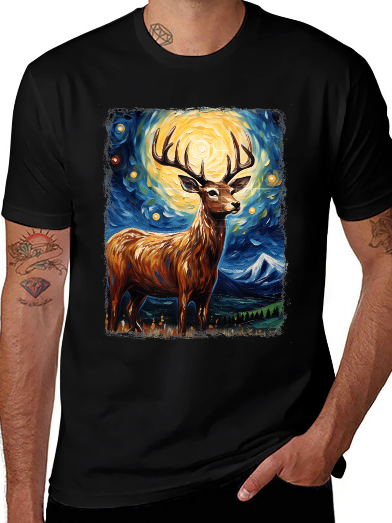 Variant 2 of Starry Night Deer Graphic Tee