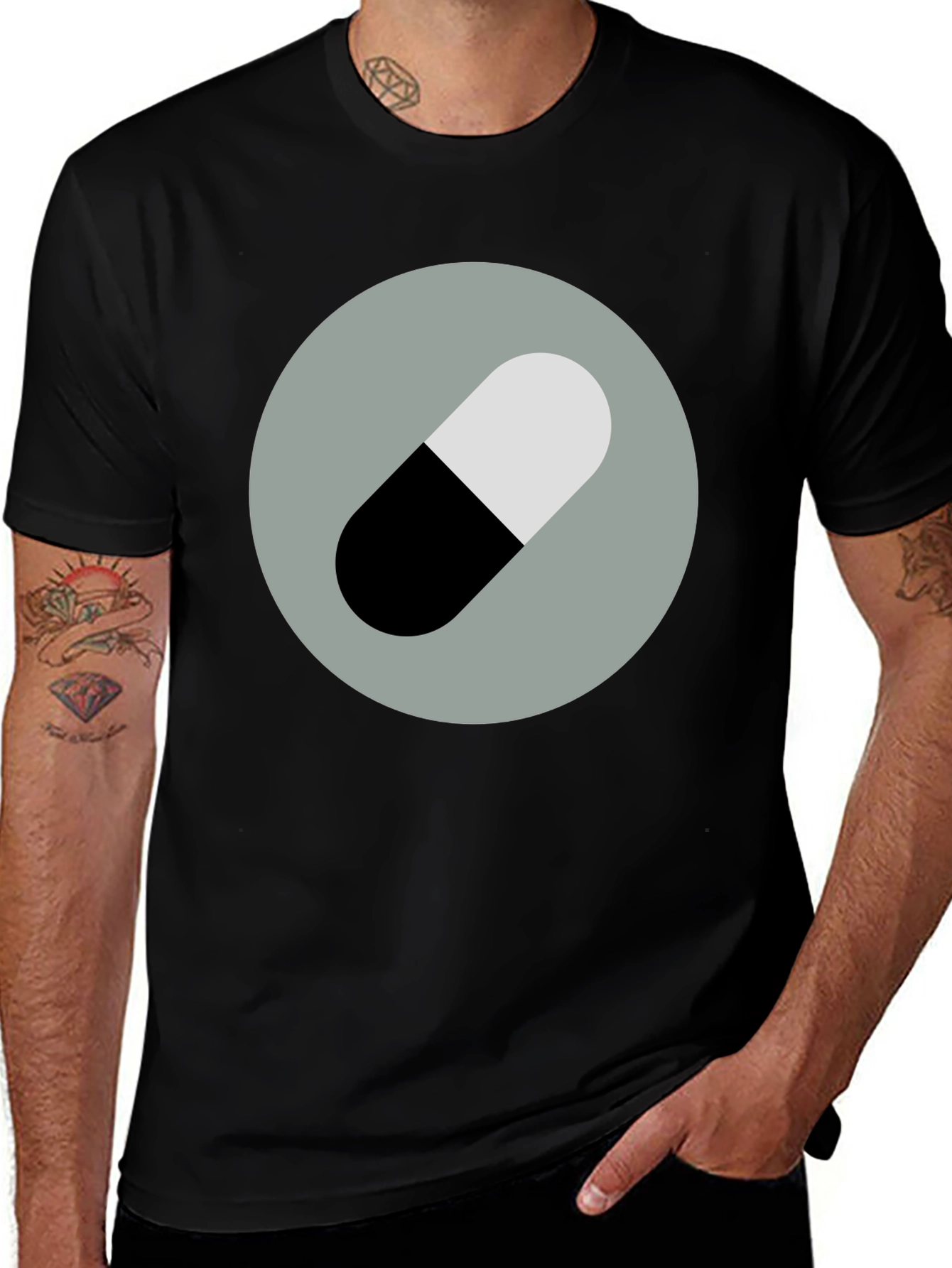 Variant 27 of Pill Graphic Black T-Shirt