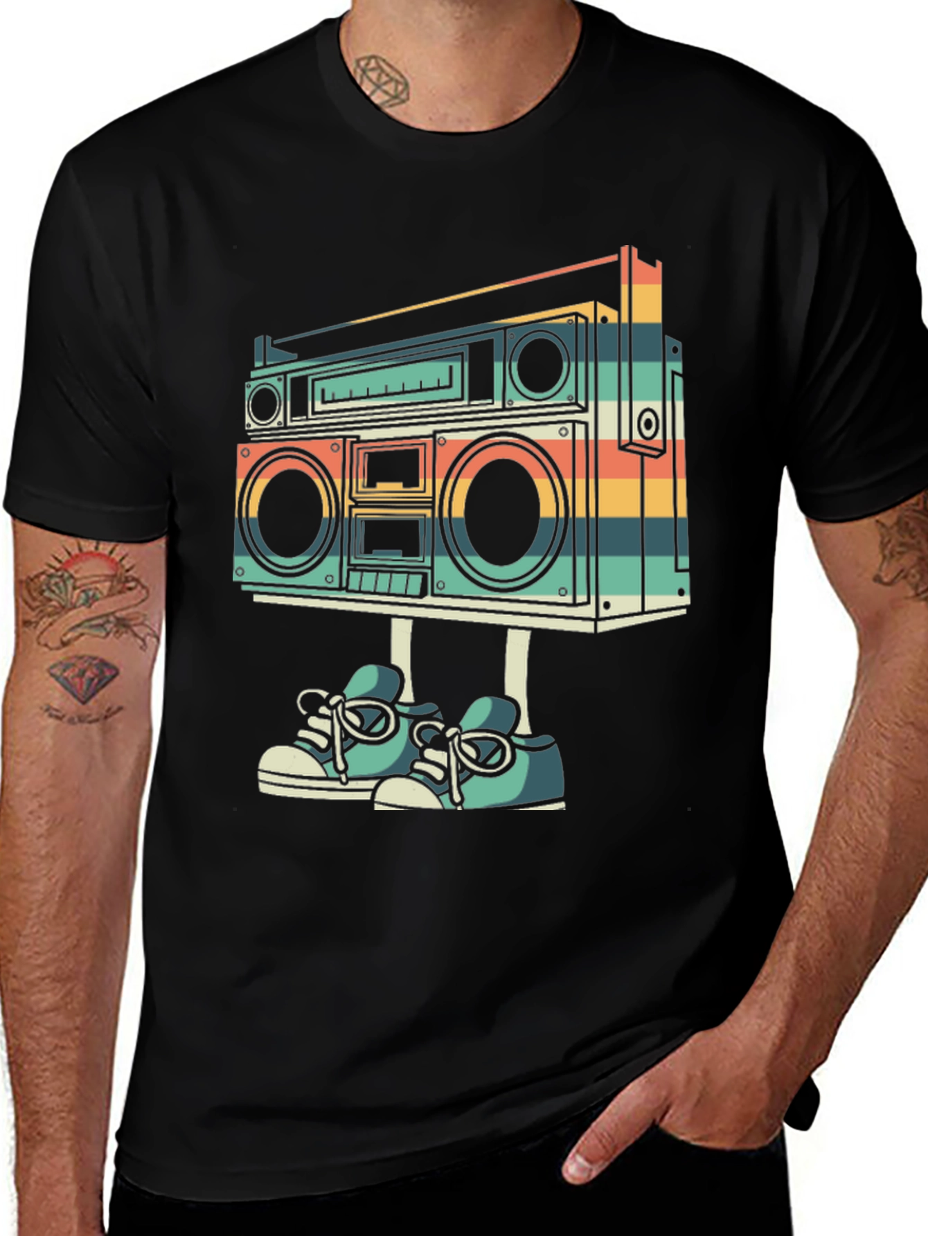 Variant 28 of Retro Boombox with Shoes Graphic T-Shirt