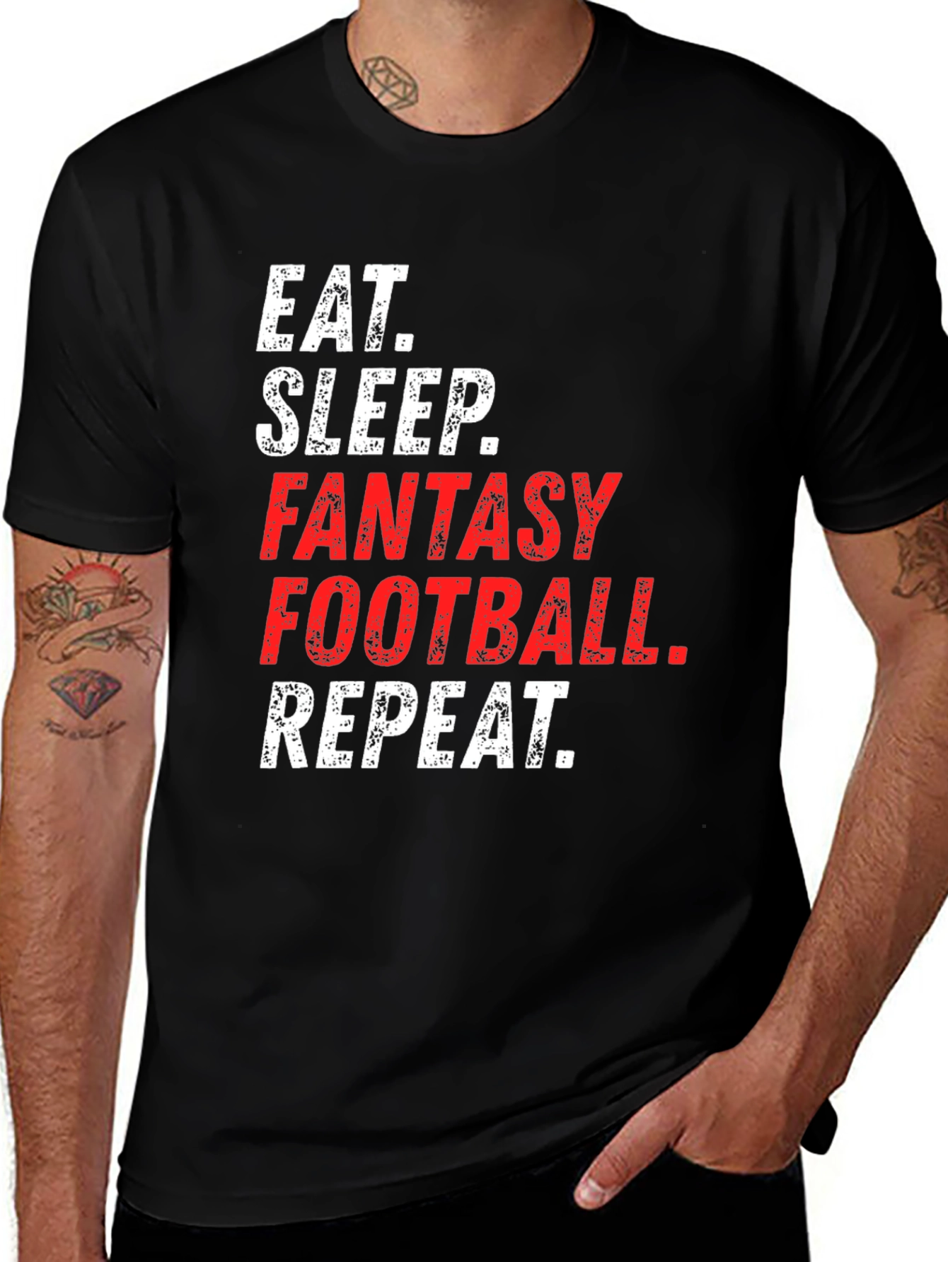 Variant 14 of Eat Sleep Fantasy Football Repeat Black T-Shirt