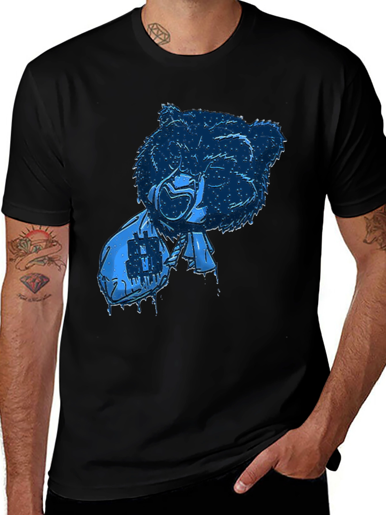 Variant 22 of Urban Bear Graphic Tee - Cool Blue Design