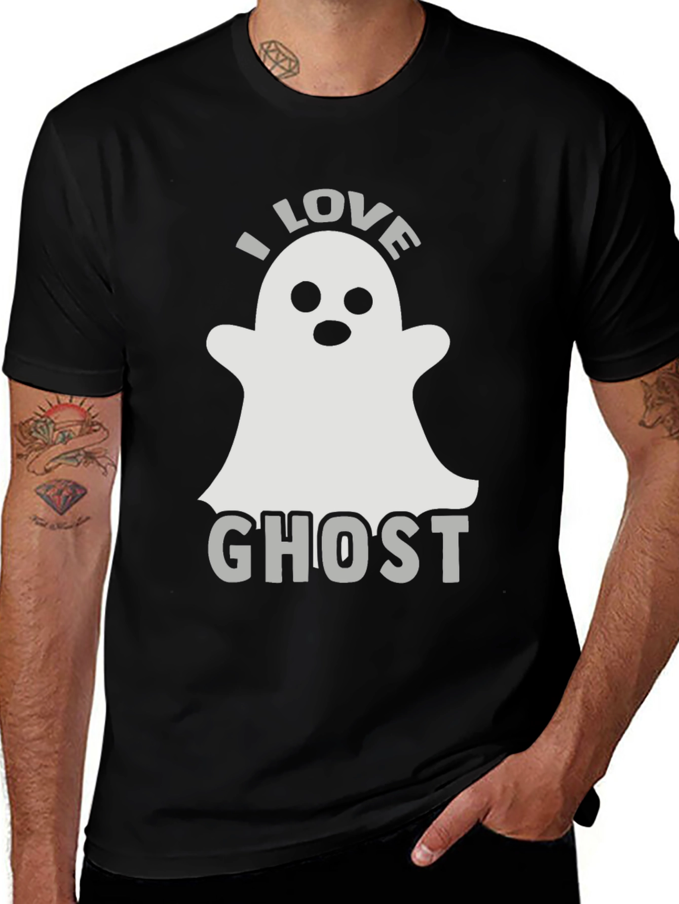 Variant 17 of I Love Ghost Graphic T-Shirt, Halloween Tee
