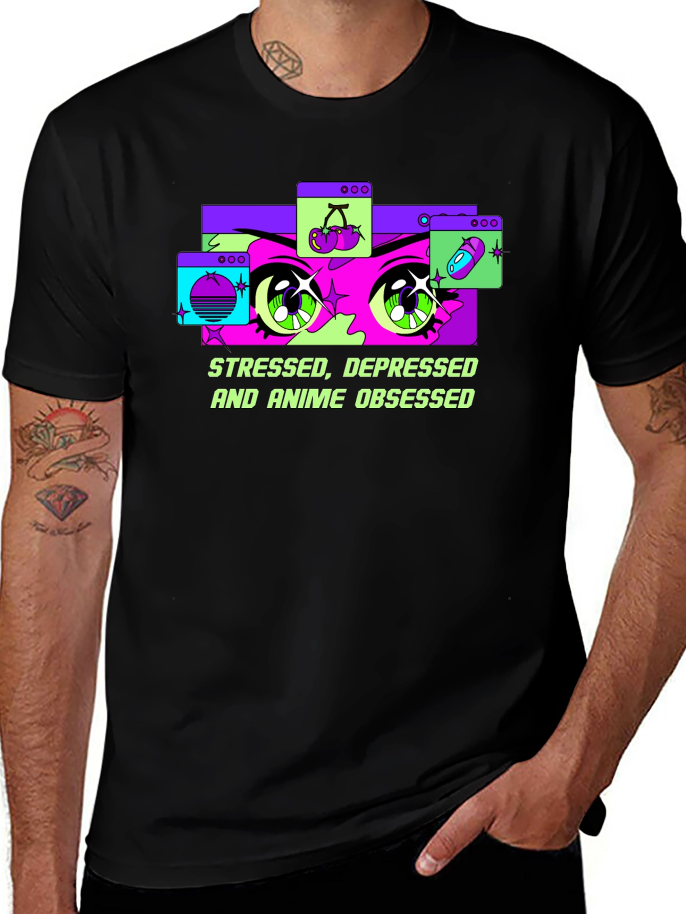 Variant 26 of Stressed Depressed Anime Obsessed T-Shirt