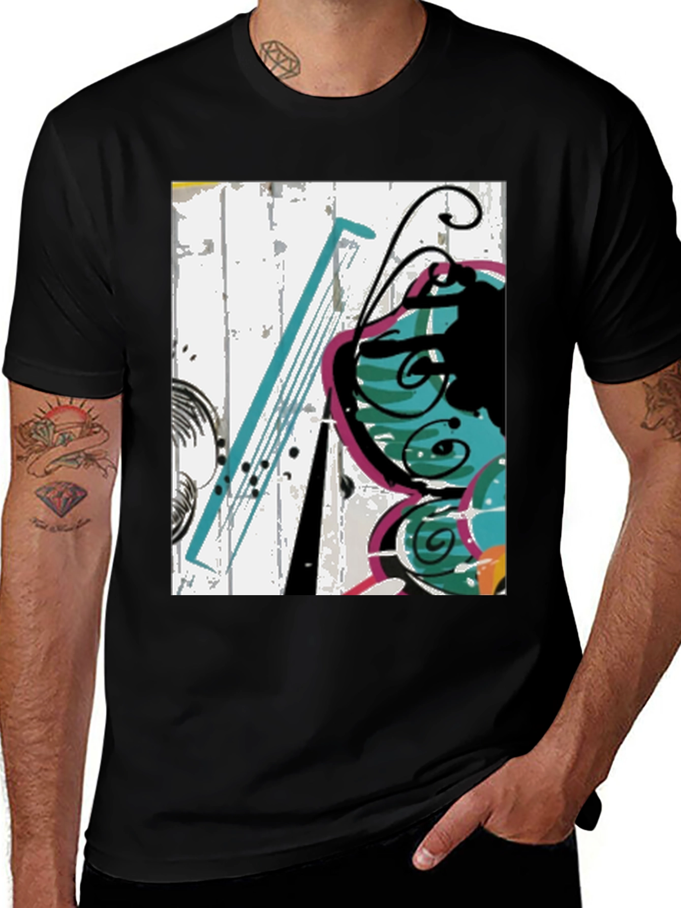 Variant 10 of Abstract Butterfly Graphic Tee - Casual Black T-Shirt