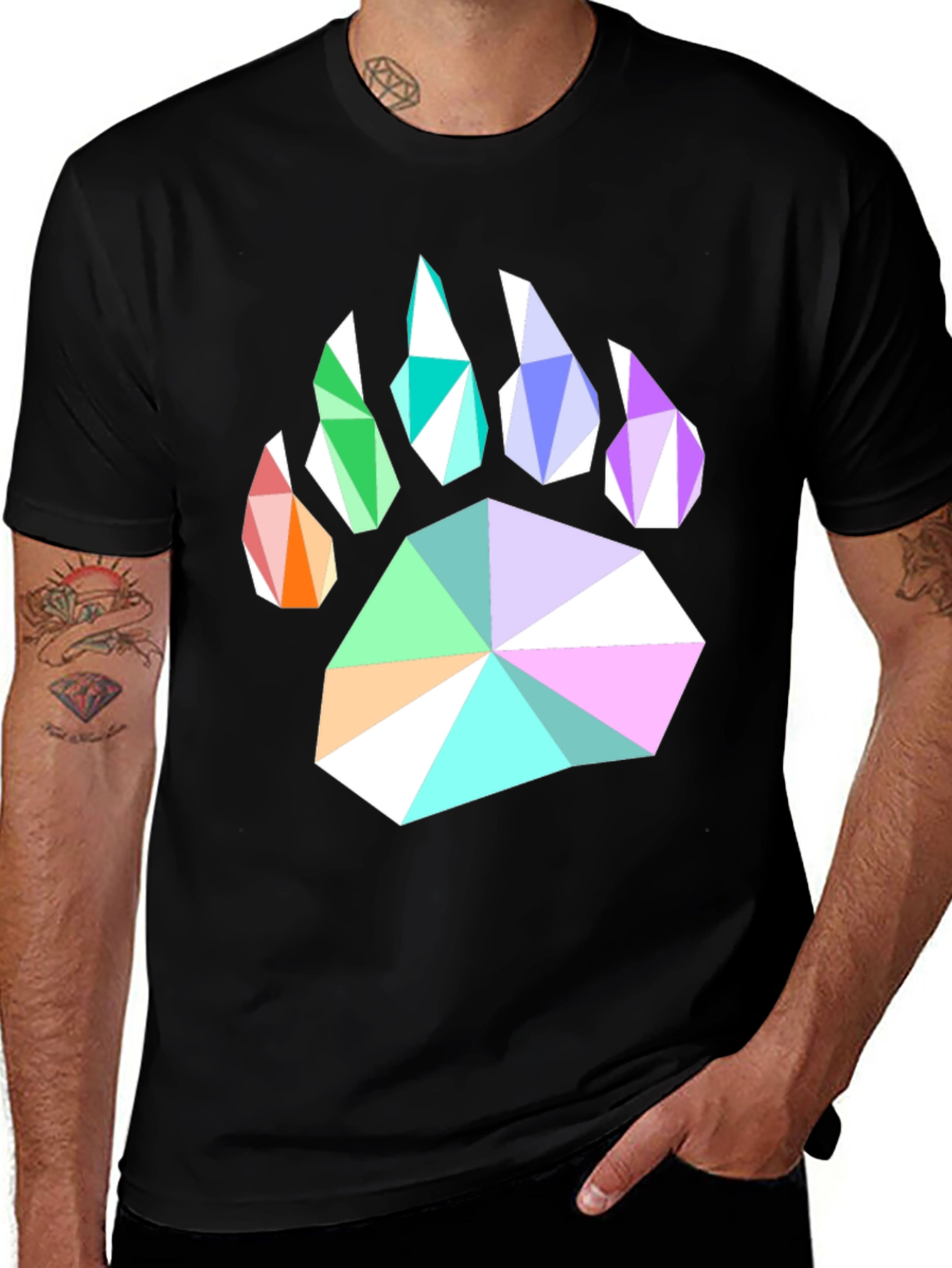 Variant 21 of Geometric Bear Paw Print T-Shirt