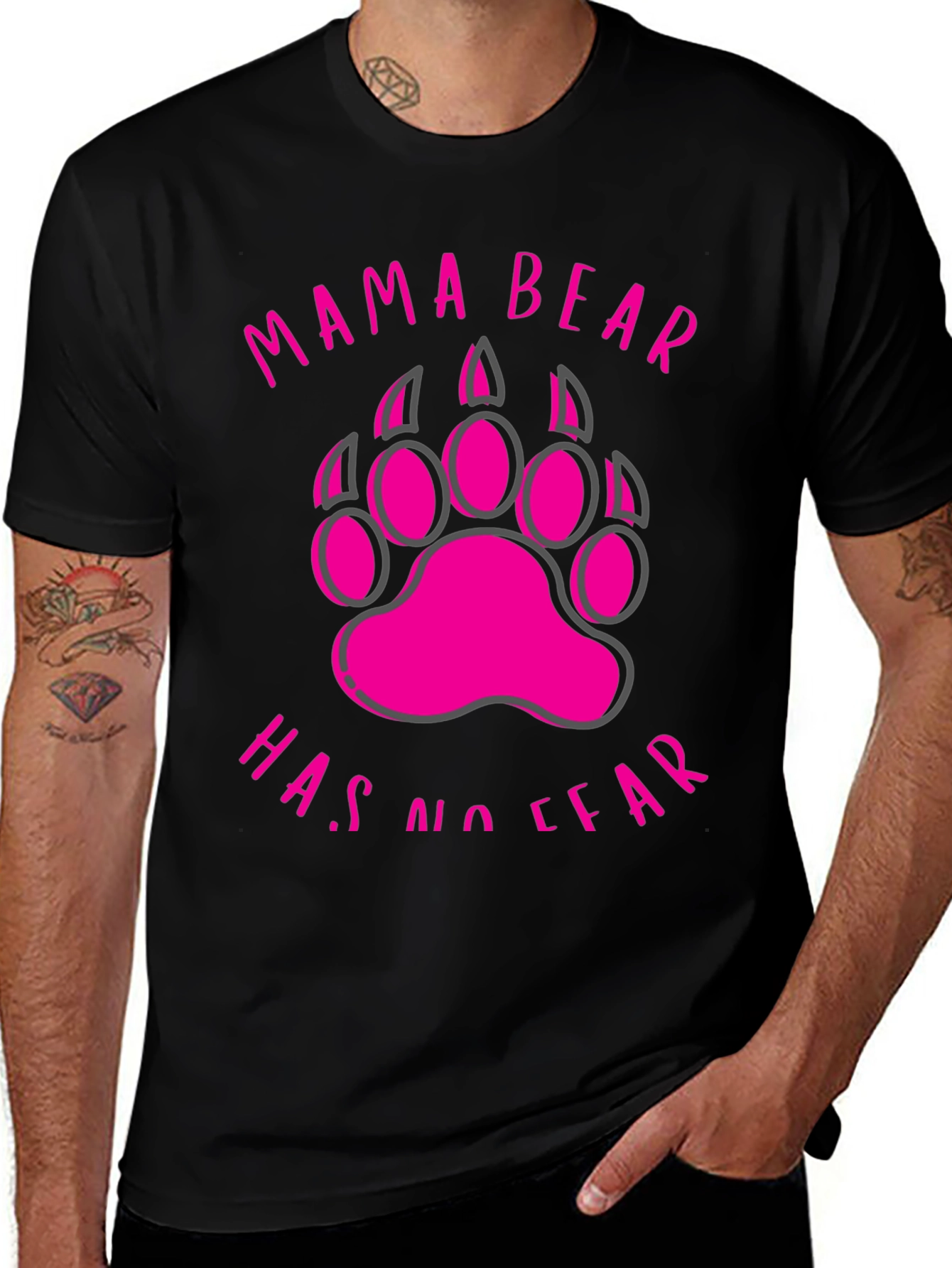 Variant 21 of Mama Bear T-Shirt - No Fear Bear Paw Design