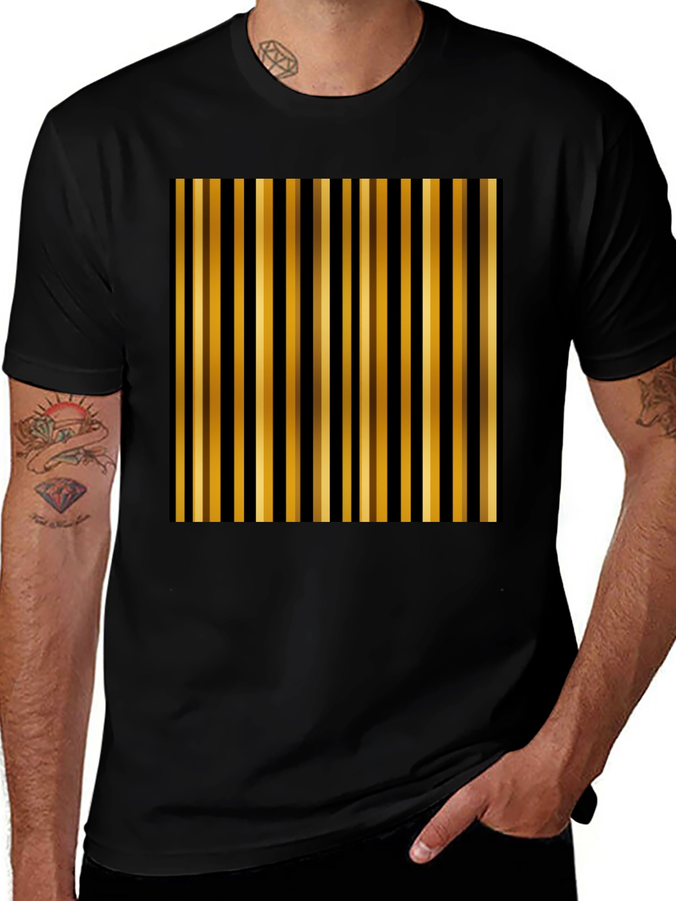 Variant 5 of Stylish Striped Graphic Tee - Modern Casual Wear