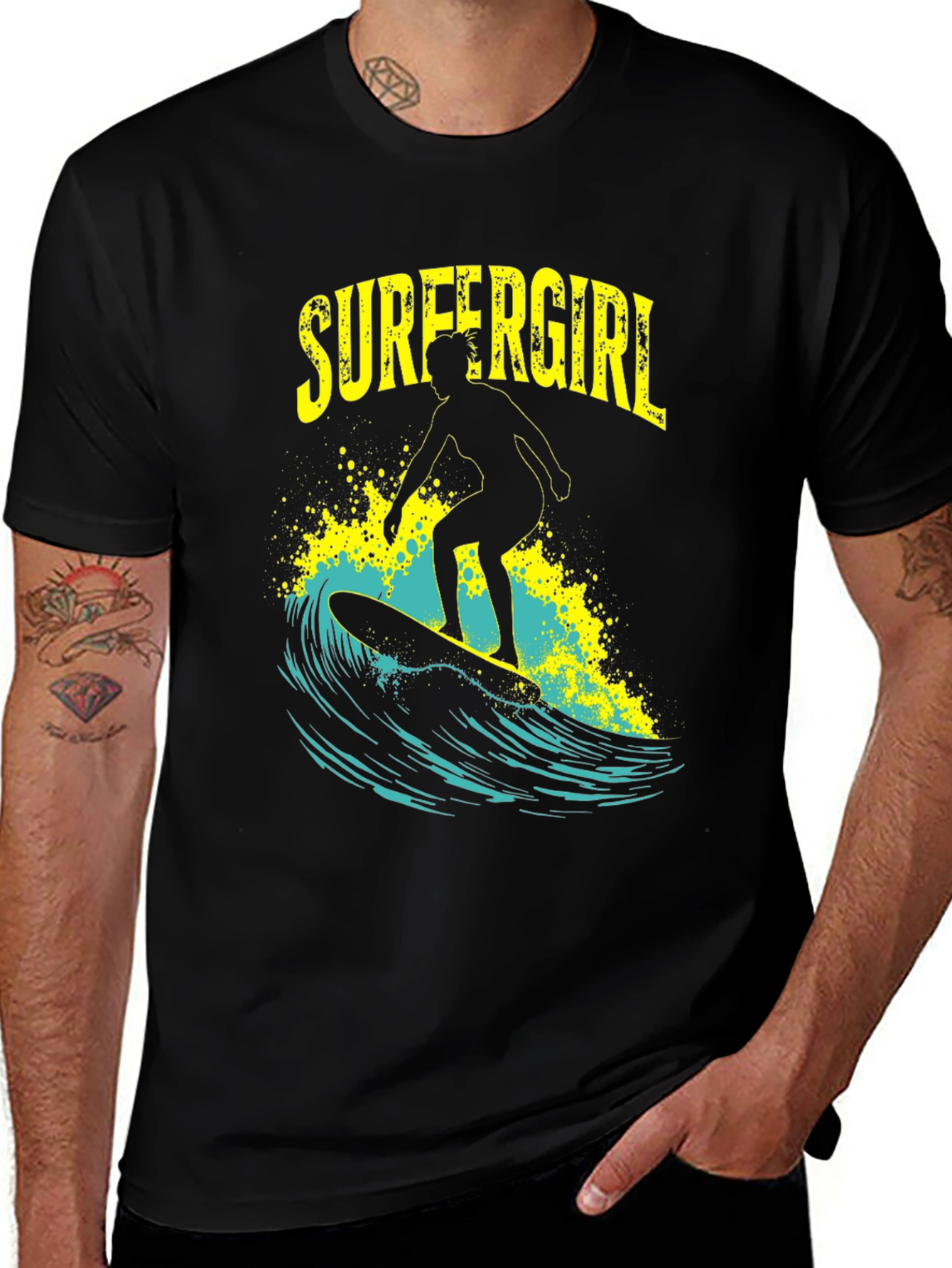 Surfer Girl T-Shirt - Black Graphic Tee