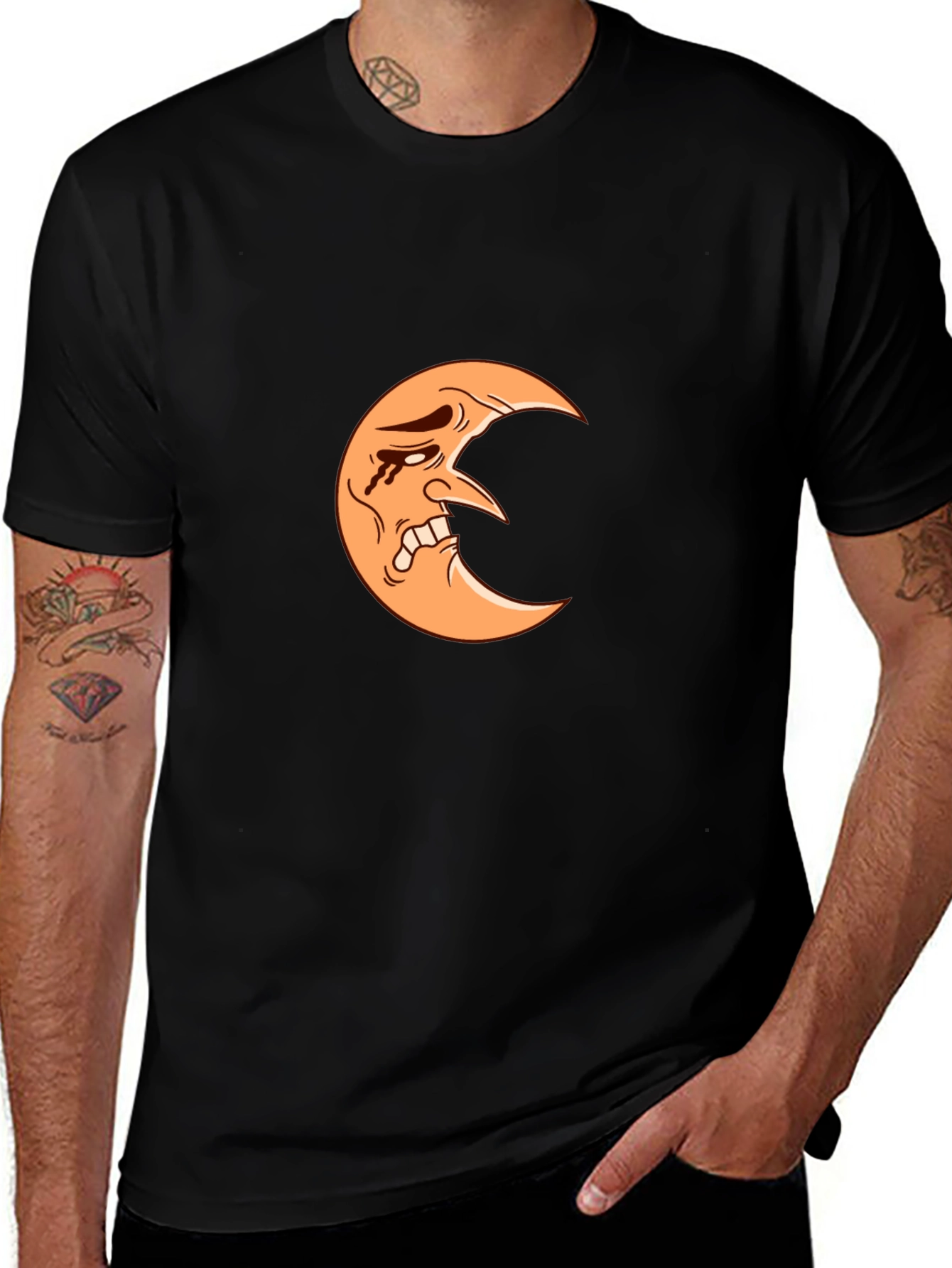 Variant 22 of Crying Moon Graphic Tee - Black
