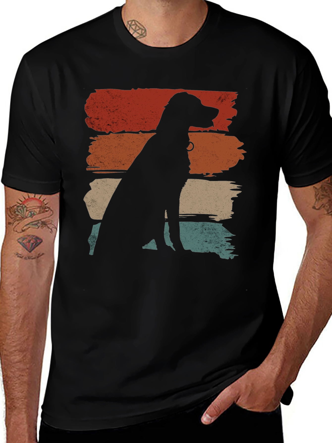 Variant 9 of Retro Dog Silhouette Graphic Tee - Black