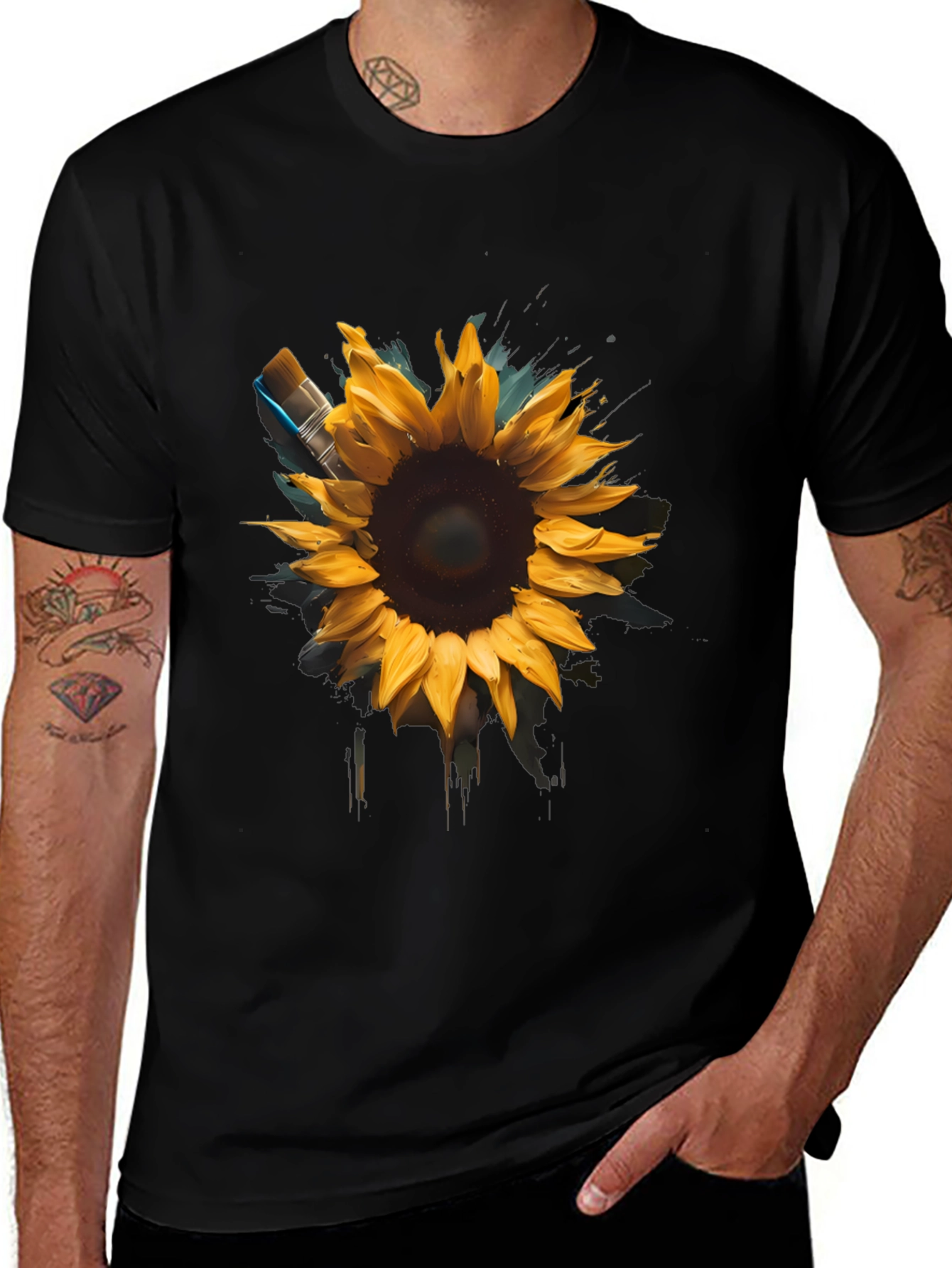 Variant 11 of Sunflower Paintbrush Graphic Tee
