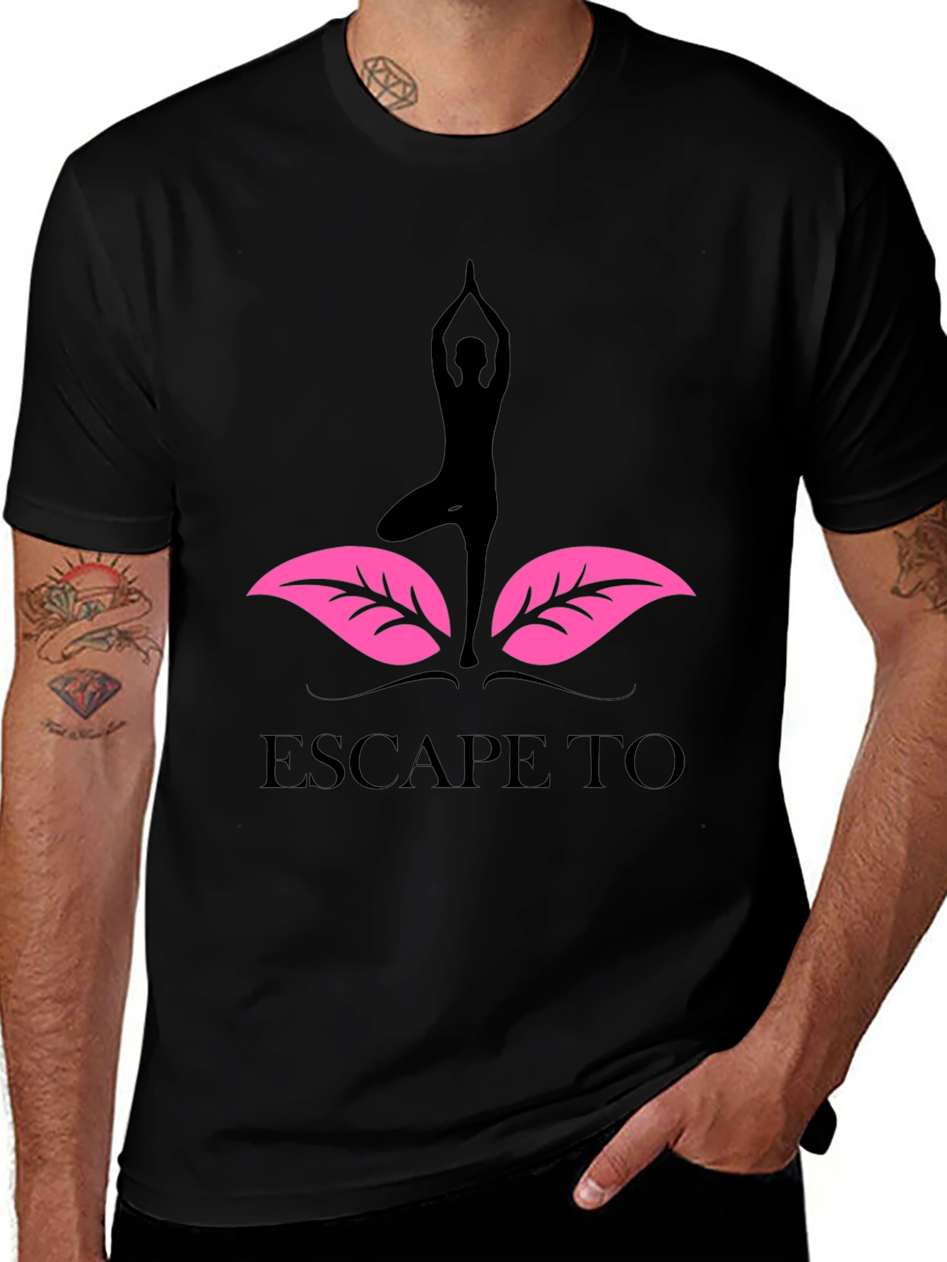 Variant 18 of Yoga Escape T-Shirt - Black Graphic Tee