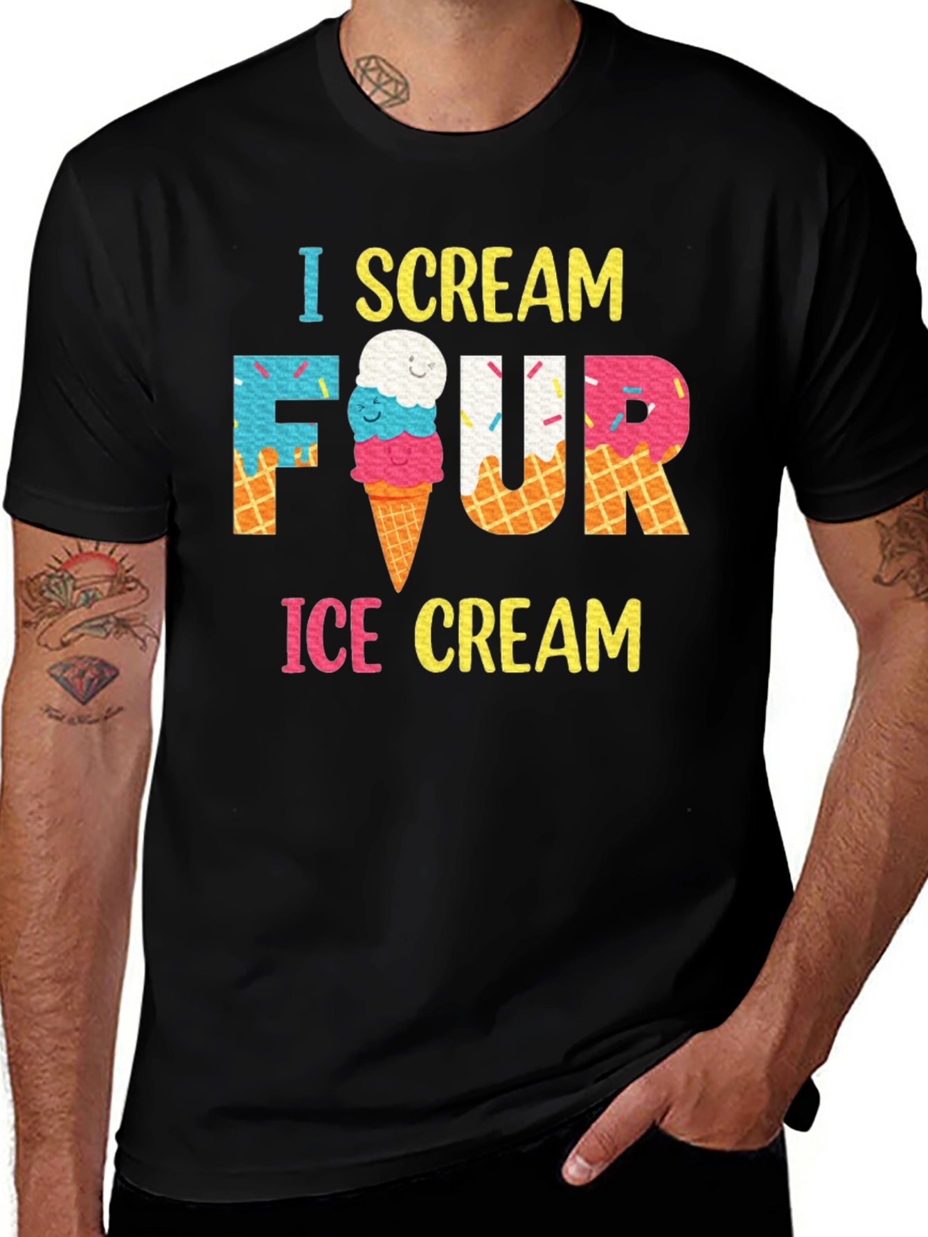 I Scream Four Ice Cream Birthday T-Shirt