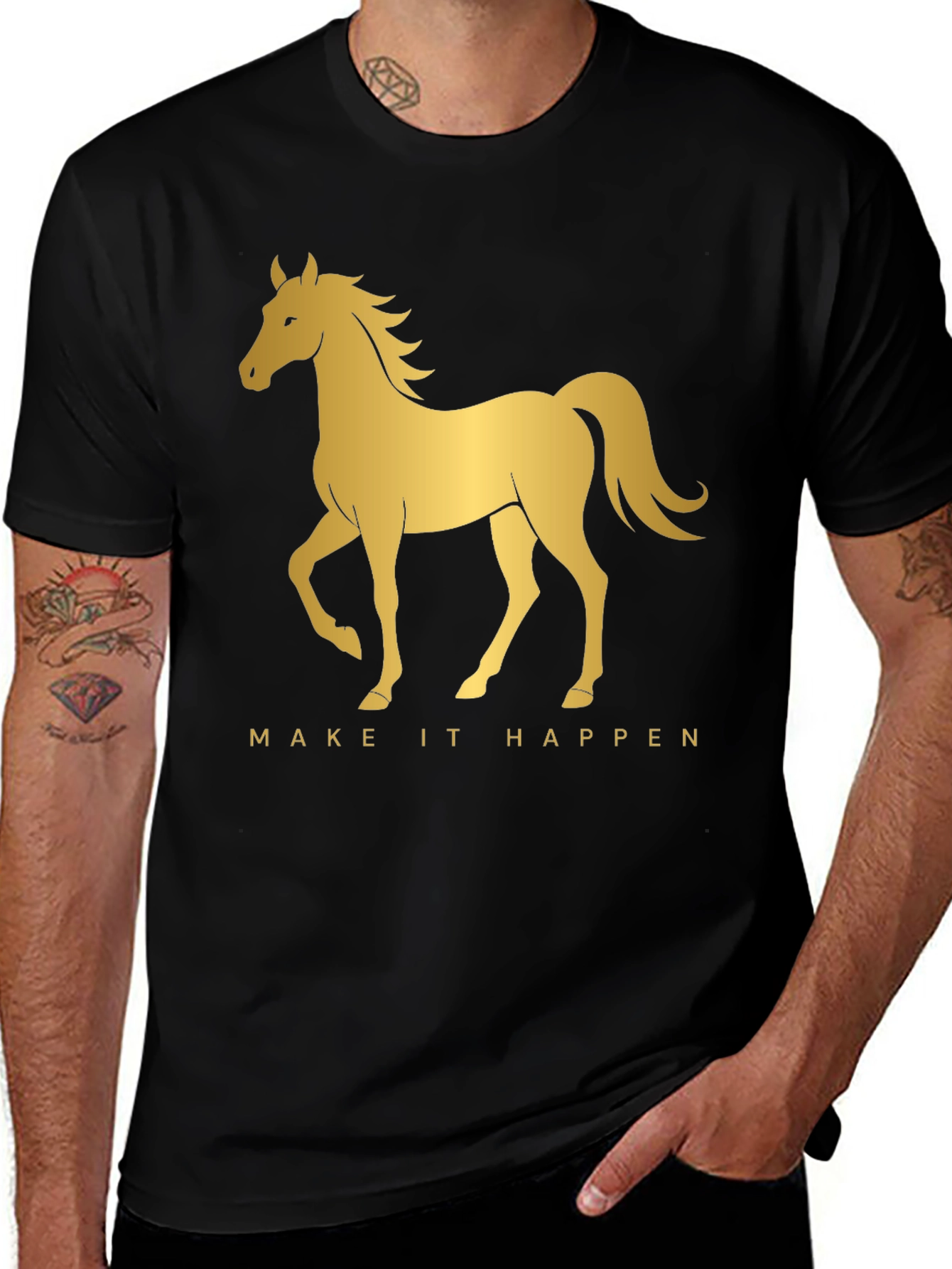 Variant 3 of Golden Horse Graphic Tee - Make It Happen