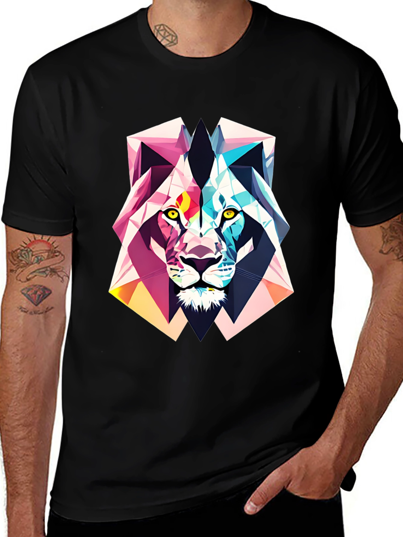 Variant 7 of Geometric Lion Graphic Tee - Abstract Art Shirt