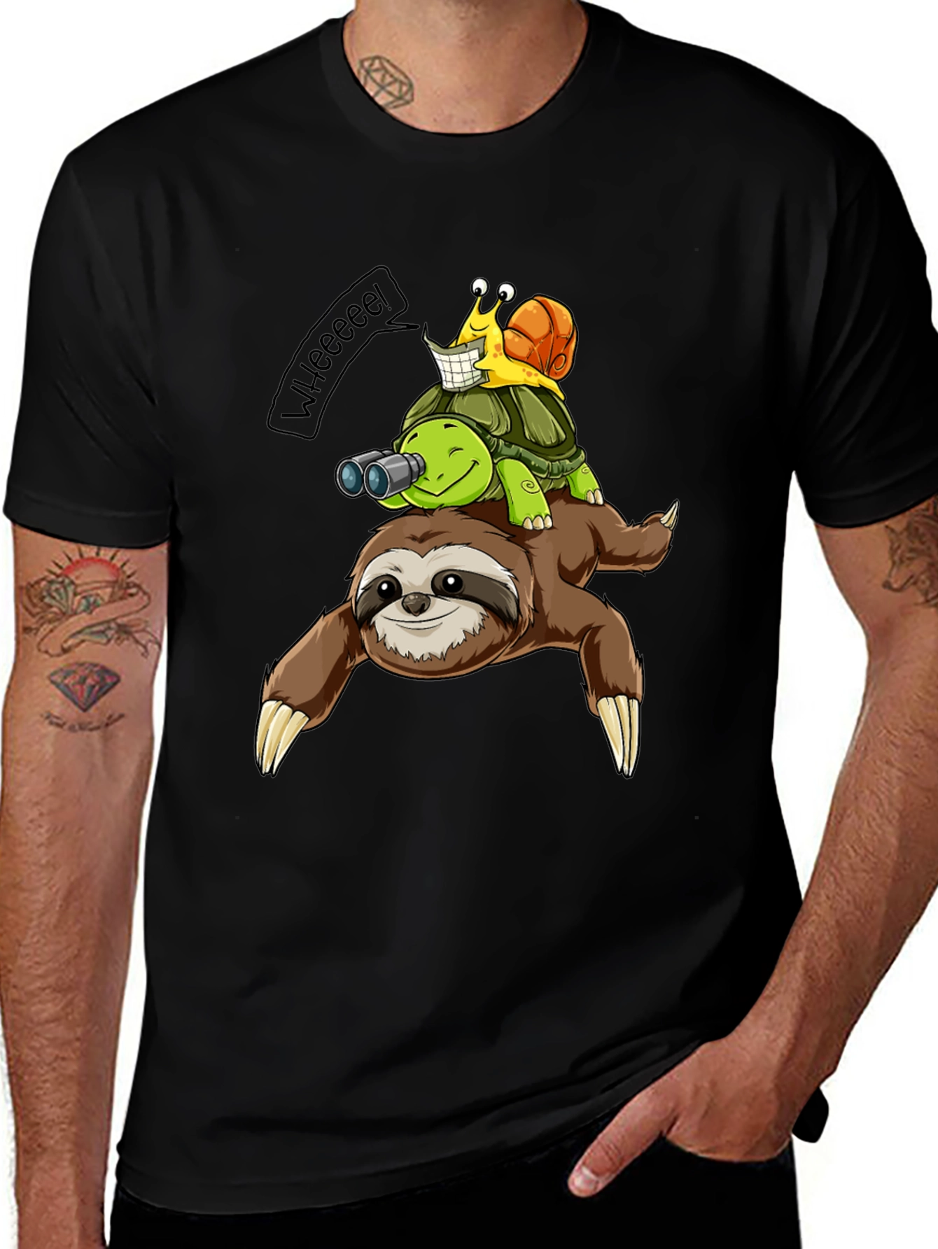 Variant 18 of Sloth, Turtle, and Snail Cartoon Graphic T-Shirt