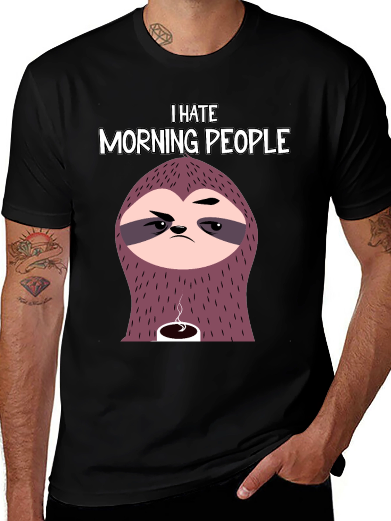 Variant 4 of I Hate Morning People Sloth Graphic Tee