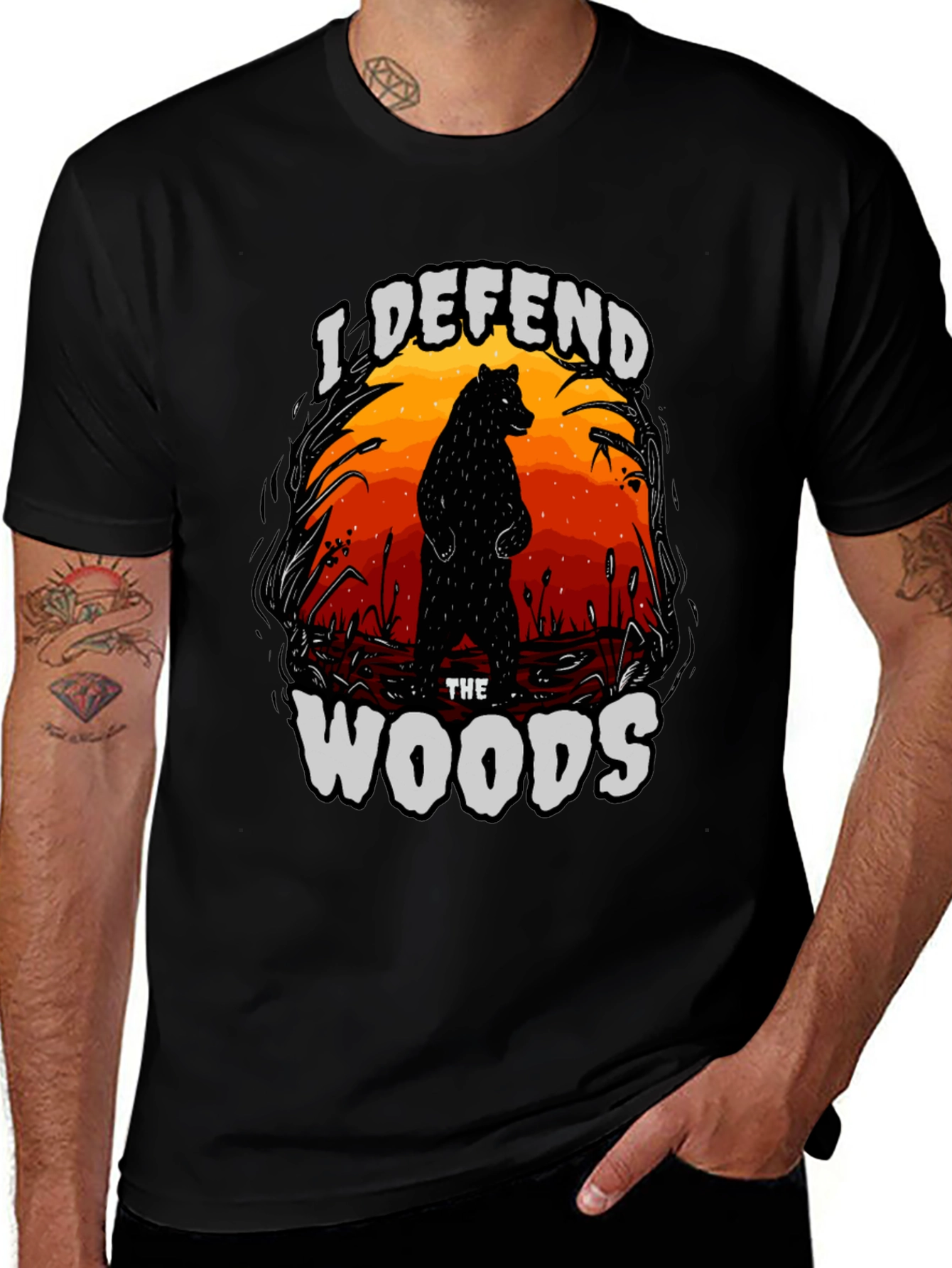 Variant 7 of I Defend The Woods Graphic Tee - Black