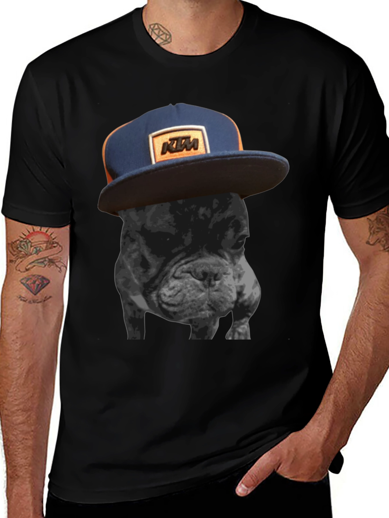 Variant 9 of Cool Dog in KTM Hat Graphic Tee
