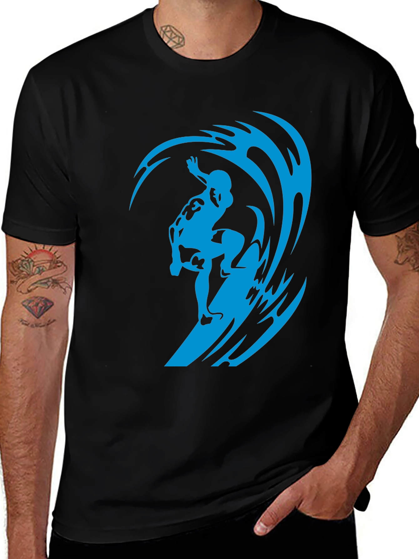 Variant 14 of Surfer Wave Black T-Shirt