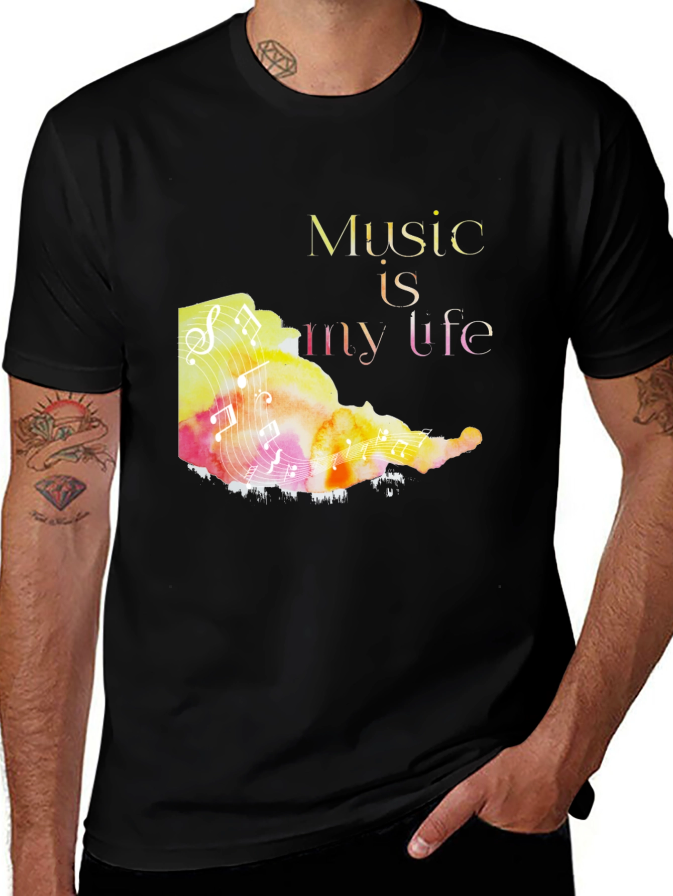 Variant 26 of Music is My Life Graphic Tee - Black