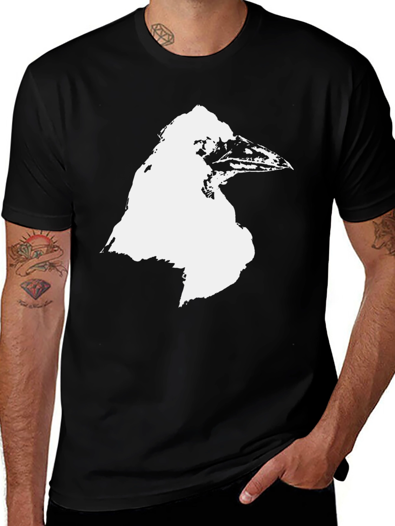 Variant 16 of Raven Graphic Tee - Men's Black Crewneck T-Shirt