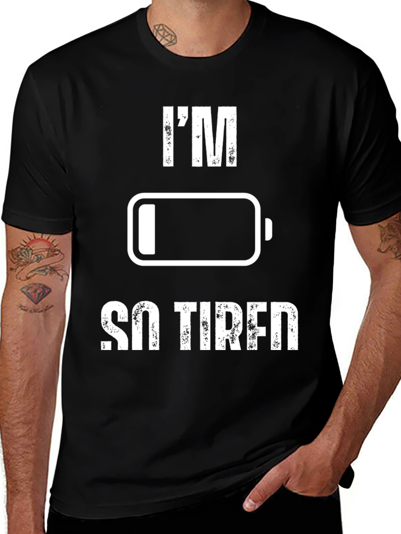 Variant 16 of I'm So Tired Low Battery Black T-Shirt