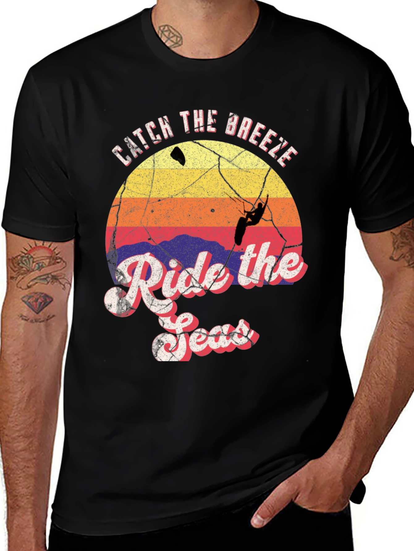 Catch the Breeze Ride the Seas Black T-Shirt