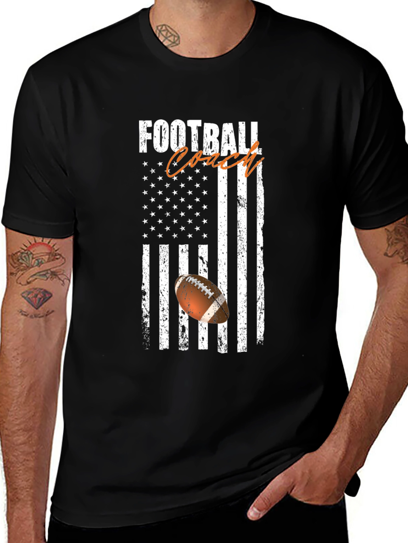 Variant 7 of Football Coach American Flag Graphic T-Shirt