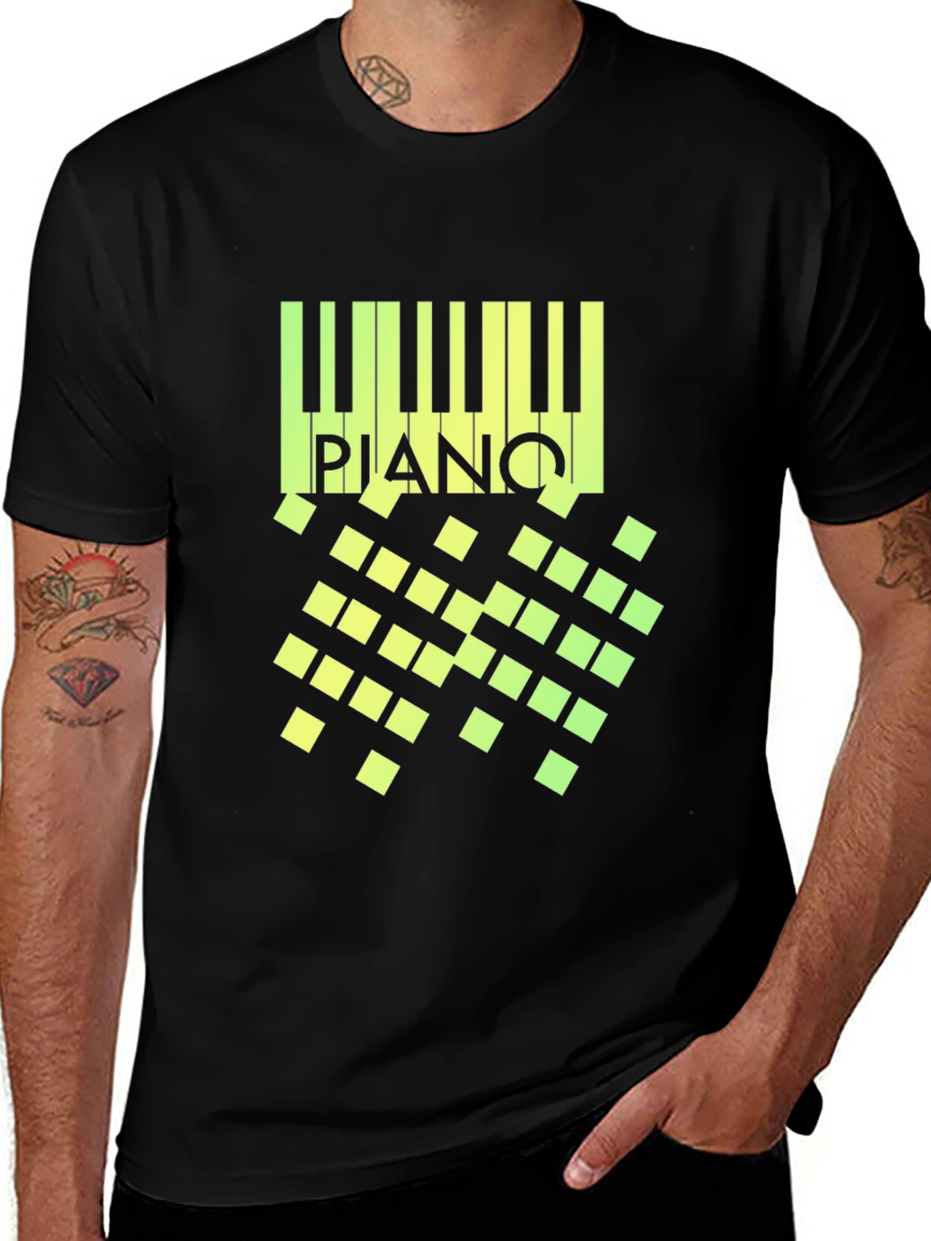 Variant 19 of Piano Keys Graphic Black T-Shirt
