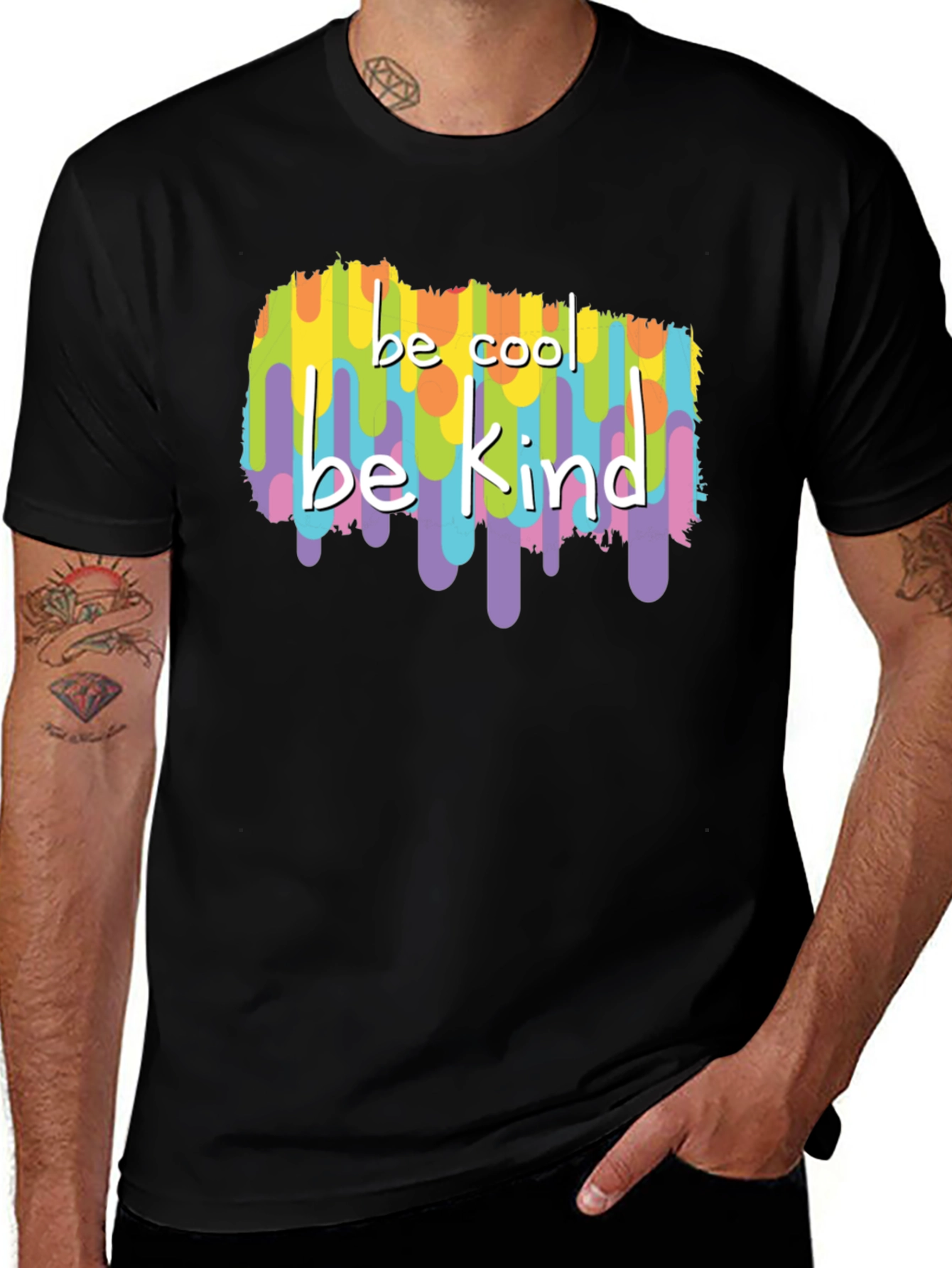 Variant 23 of Be Cool Be Kind Graphic Tee - Black Crew Neck