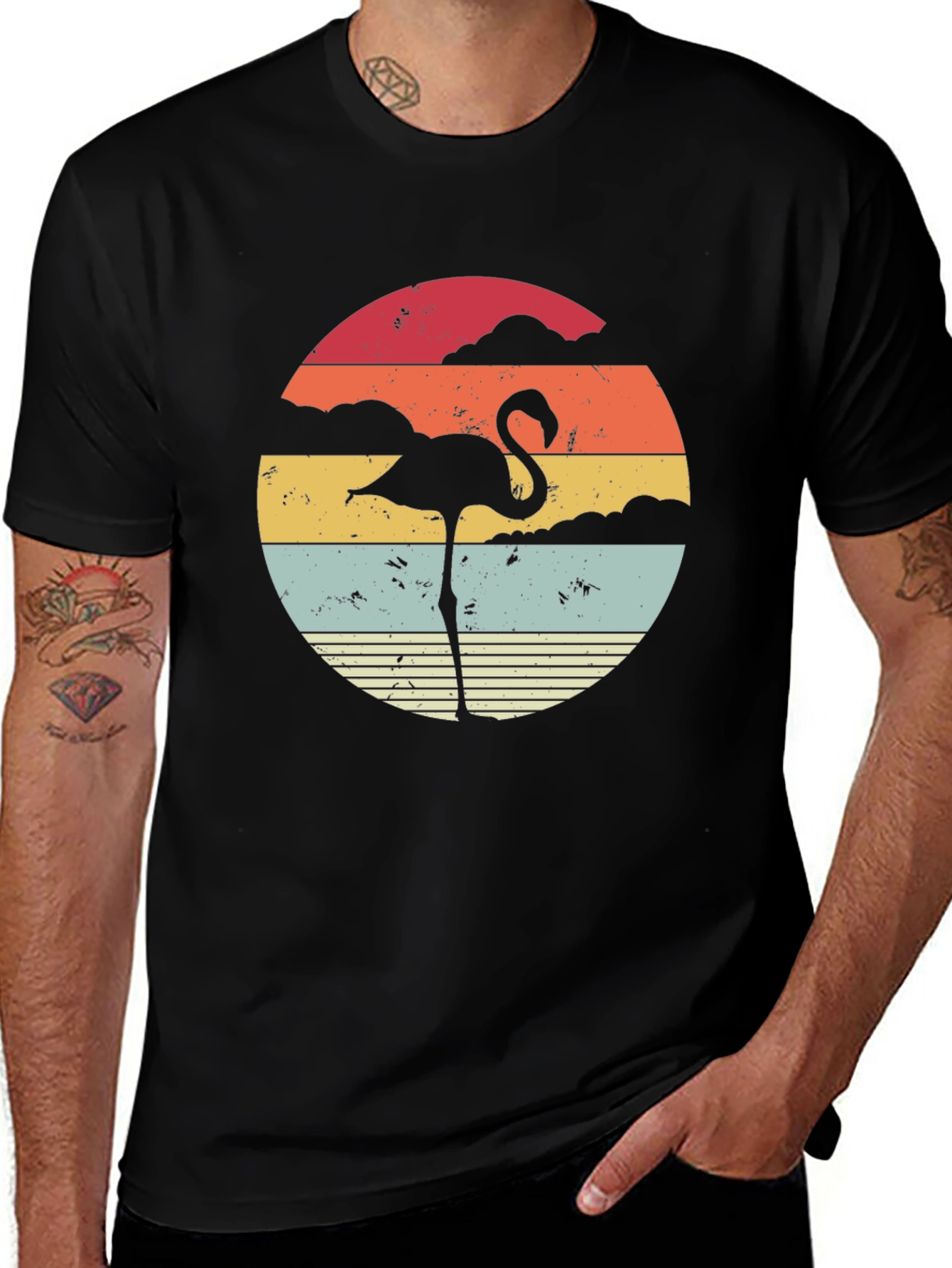 Variant 15 of Retro Flamingo T-Shirt - Vintage Sunset Design